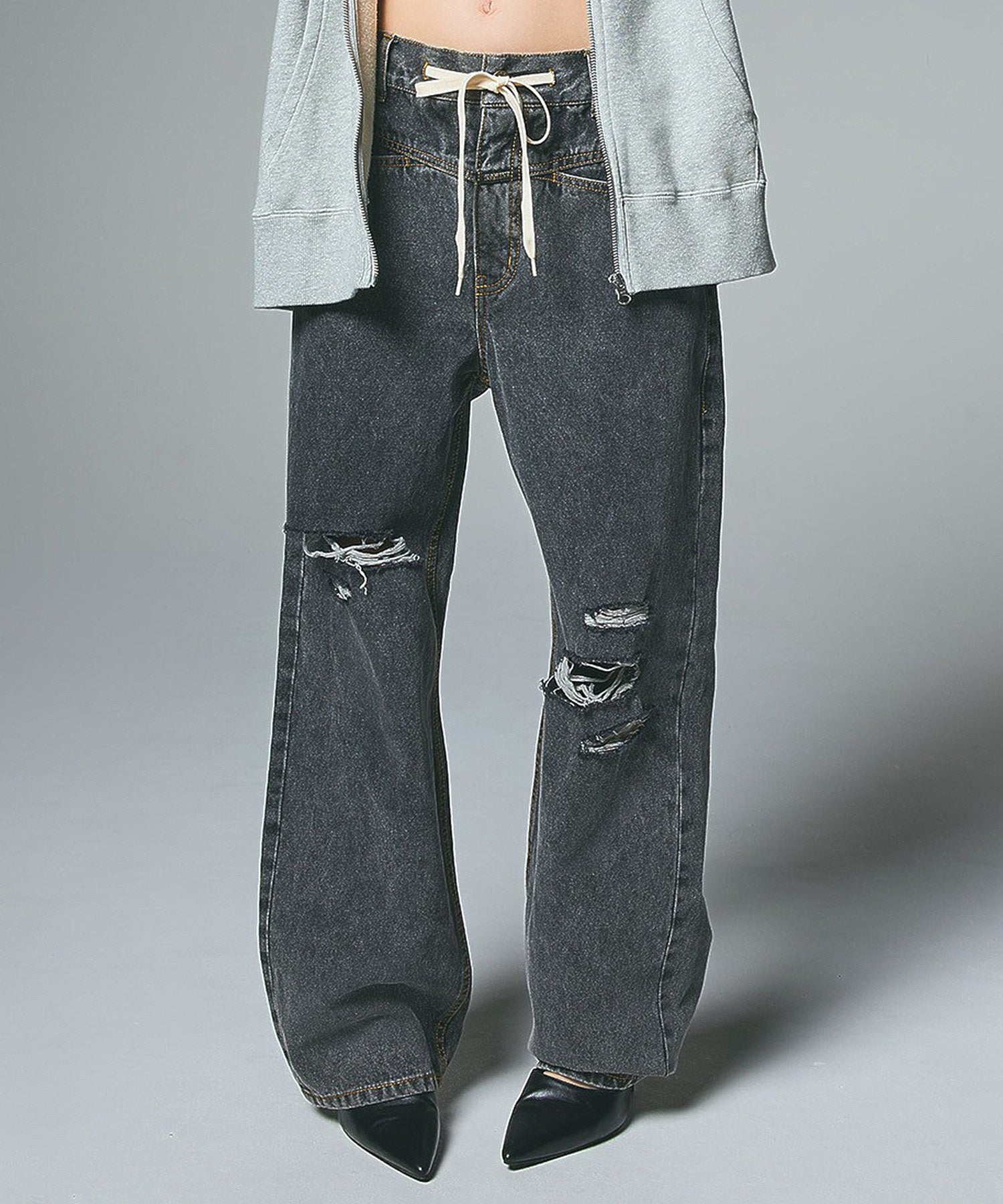 DRAWSTRING DENIM PANTS