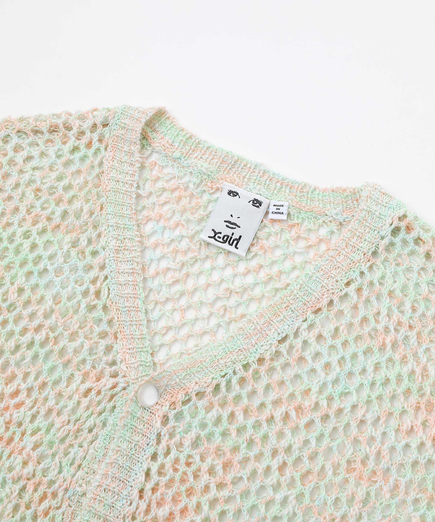 OPENWORK KNIT CARDIGAN X-girl