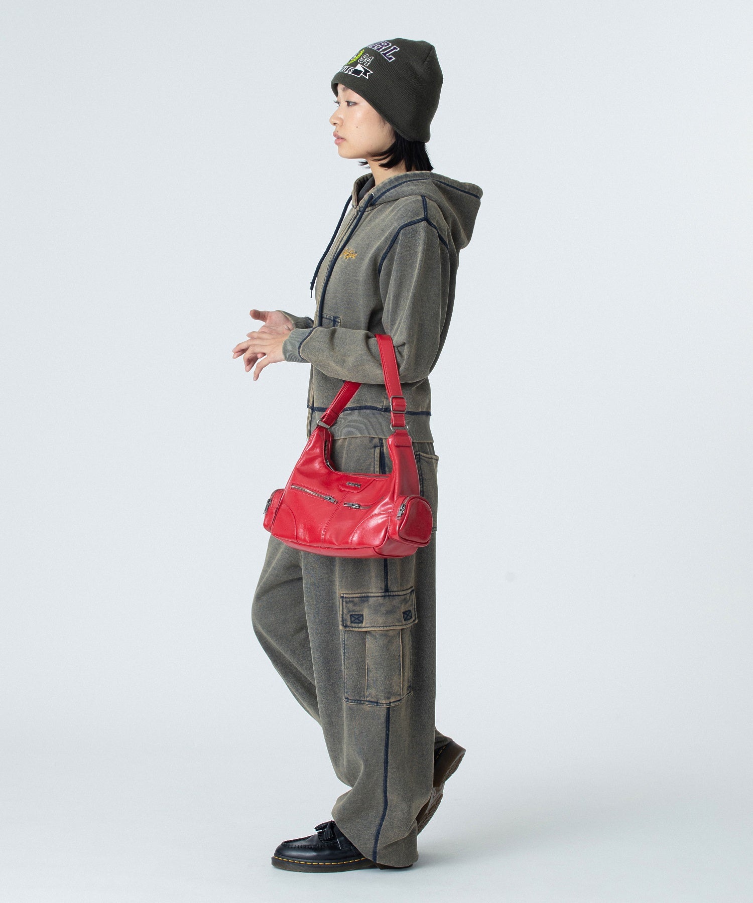 OVERDYED NUMBER PATCH ZIP UP HOODIE