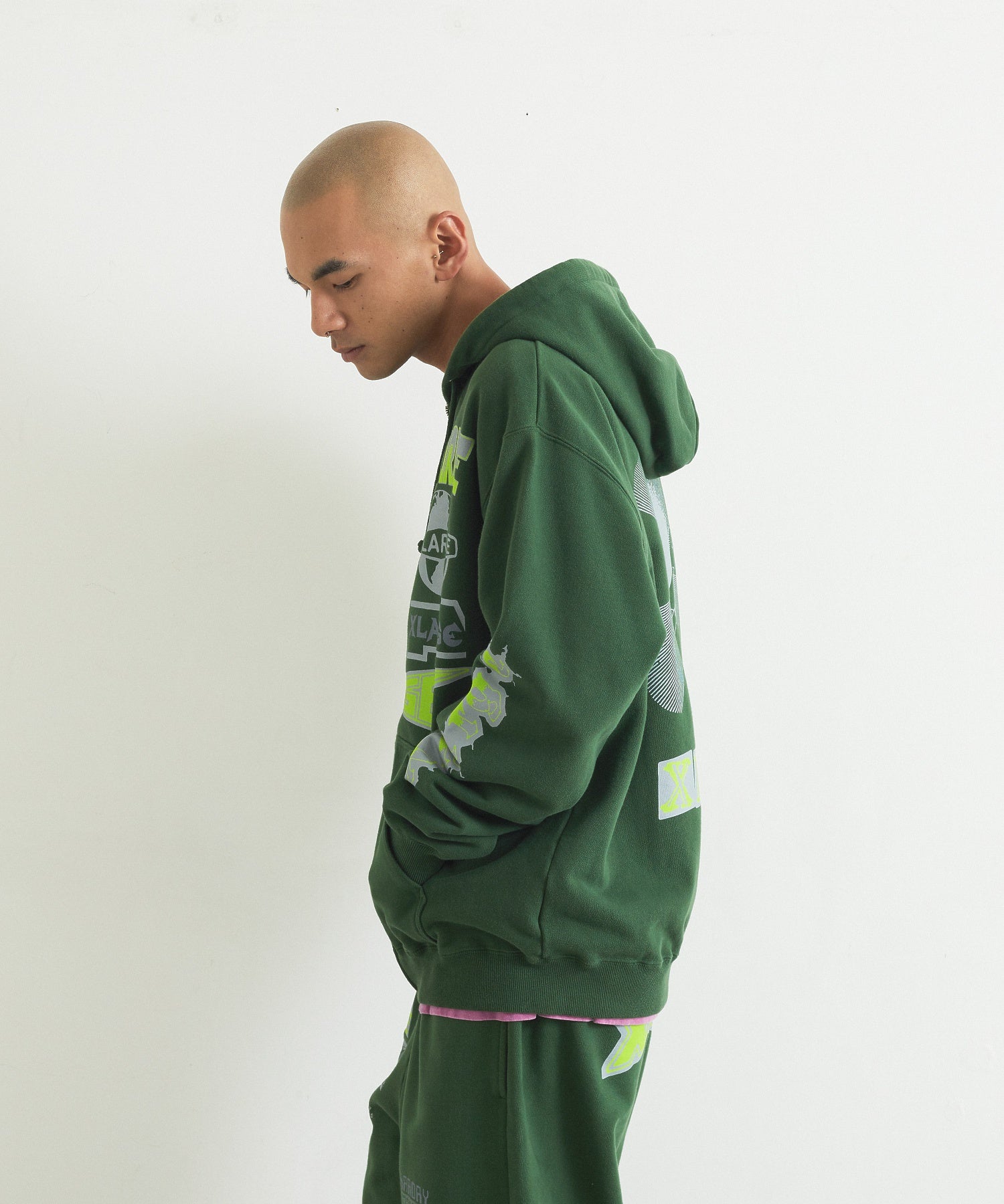 MULTI LOGO ZIP HOODED SWEATSHIRT