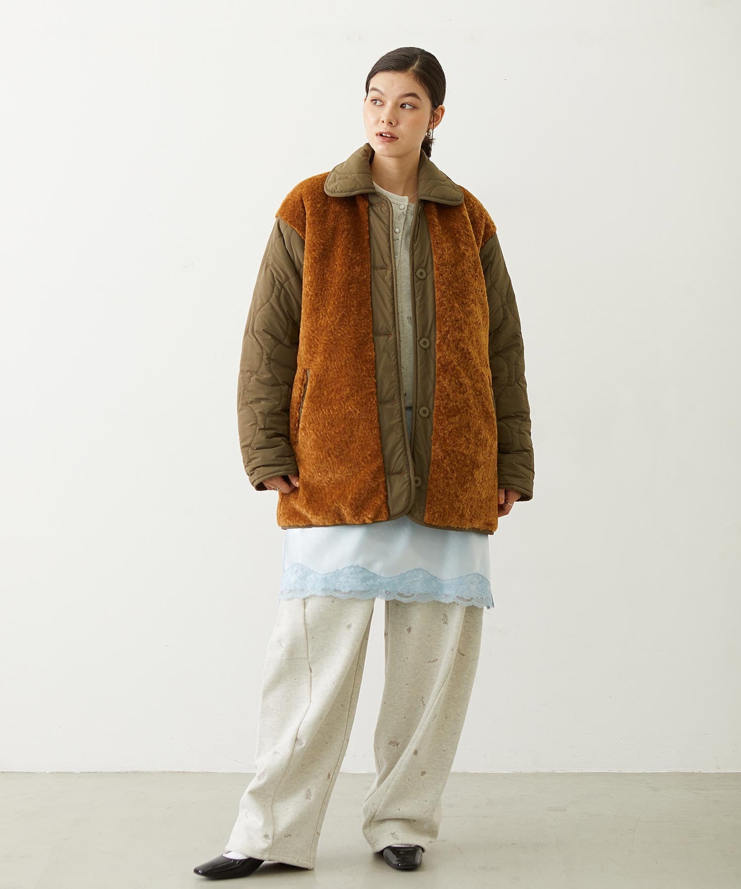 REVERSIBLE QUILTED LOGO LONG COAT