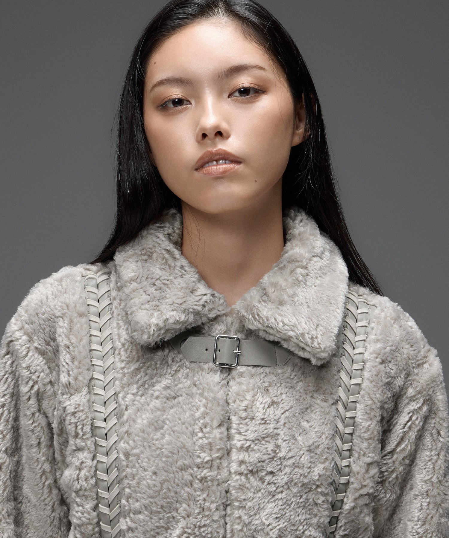 FAUX FUR LACE UP JACKET