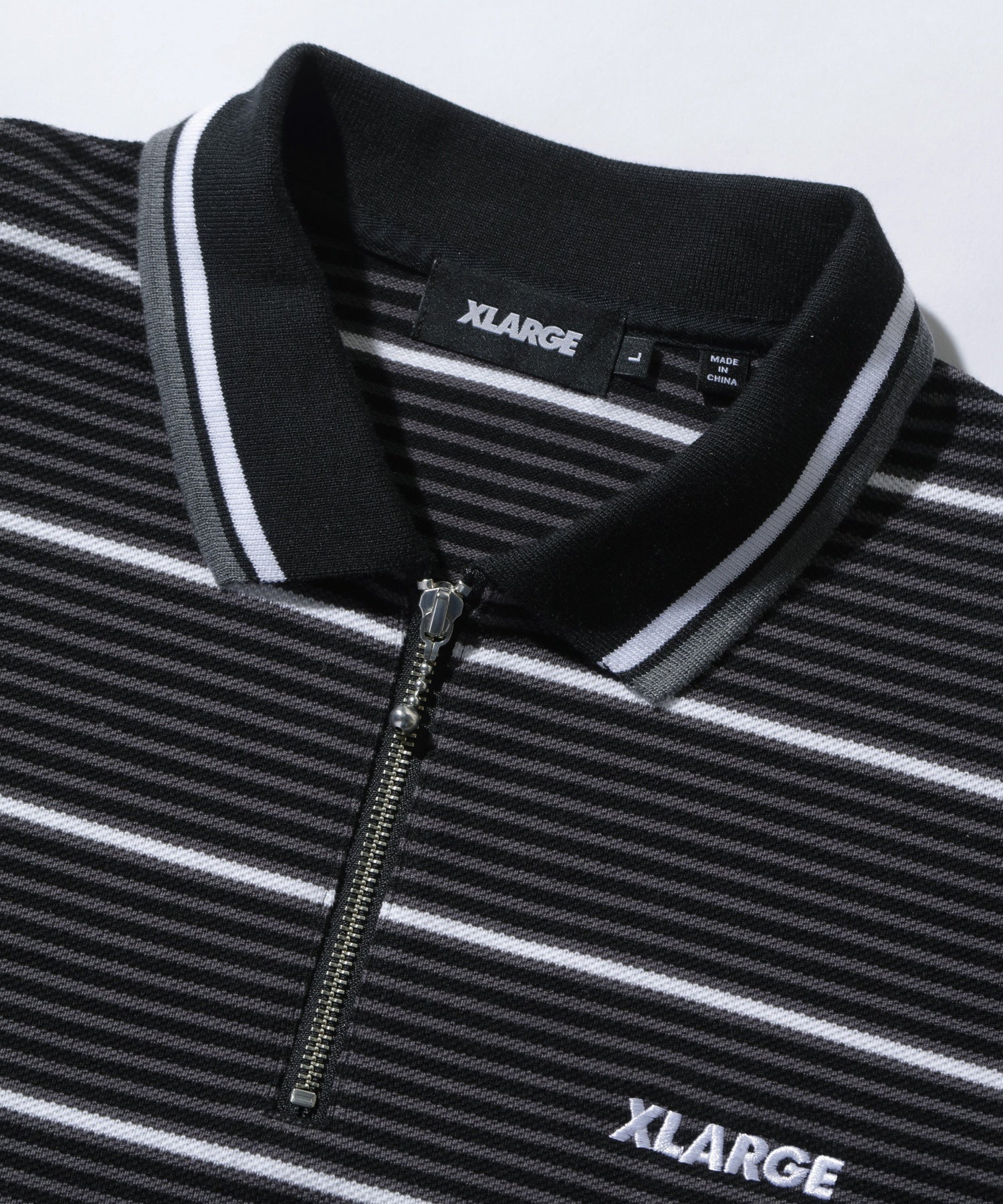 STRIPE ZIP POLO SHIRT