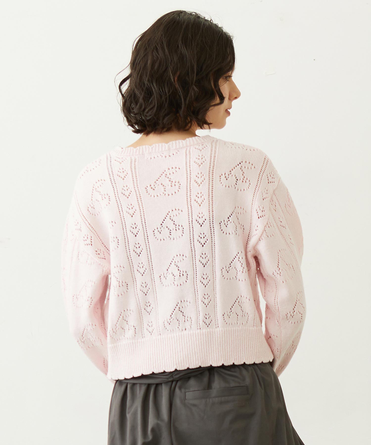 CHERRY OPEN KNIT CARDIGAN