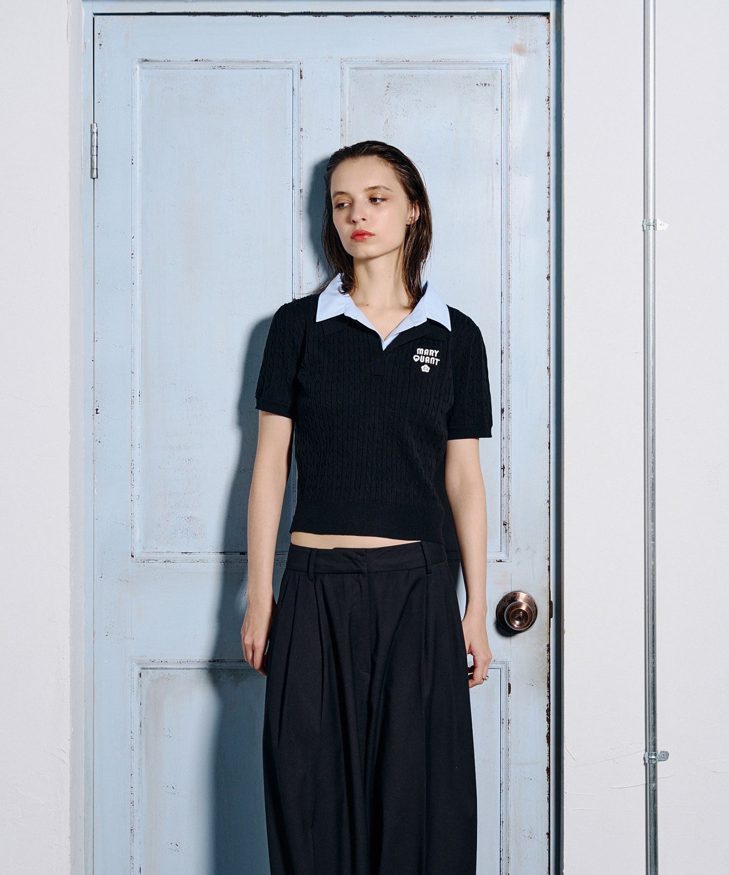 【ROSE BUD別注】MARY QUANT/LAYERED POLO KNIT