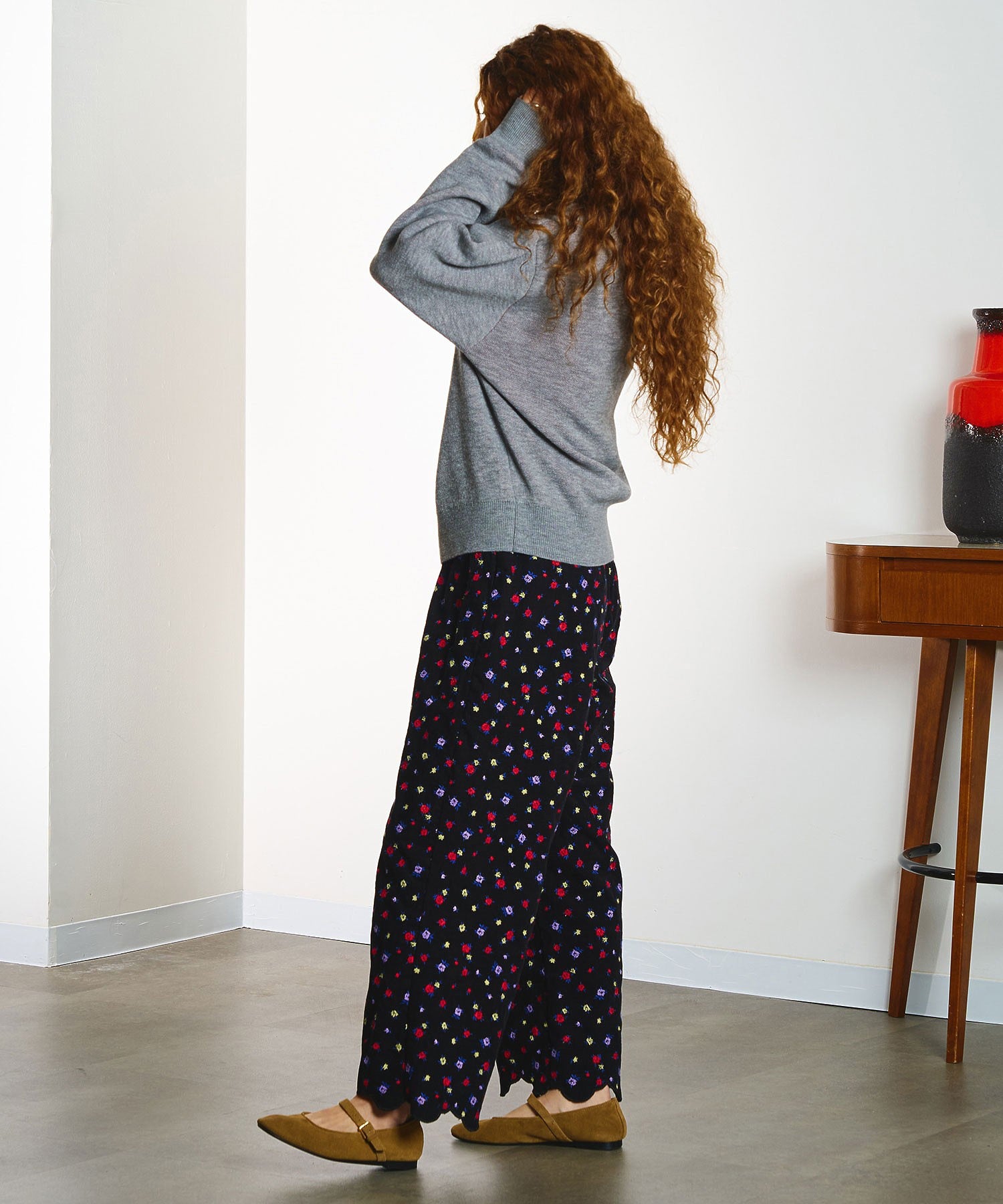 【ROSE BUD別注】INDIA IS BEAUTIFUL and ROSE BUD/CORDUROY FLORAL EMBROIDERY PANTS
