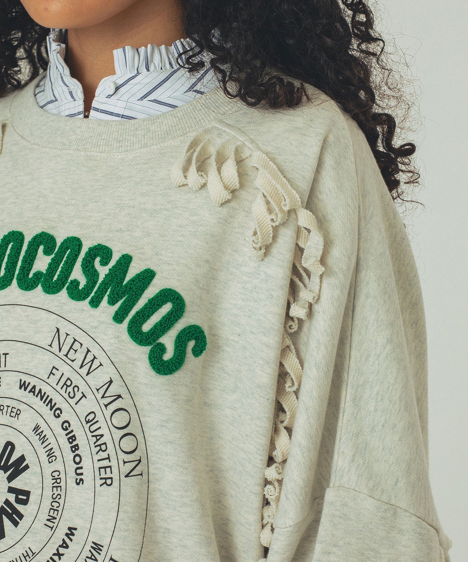 GENE HEAVENS/EMBROIDERY PRINT FRINGE SWEAT