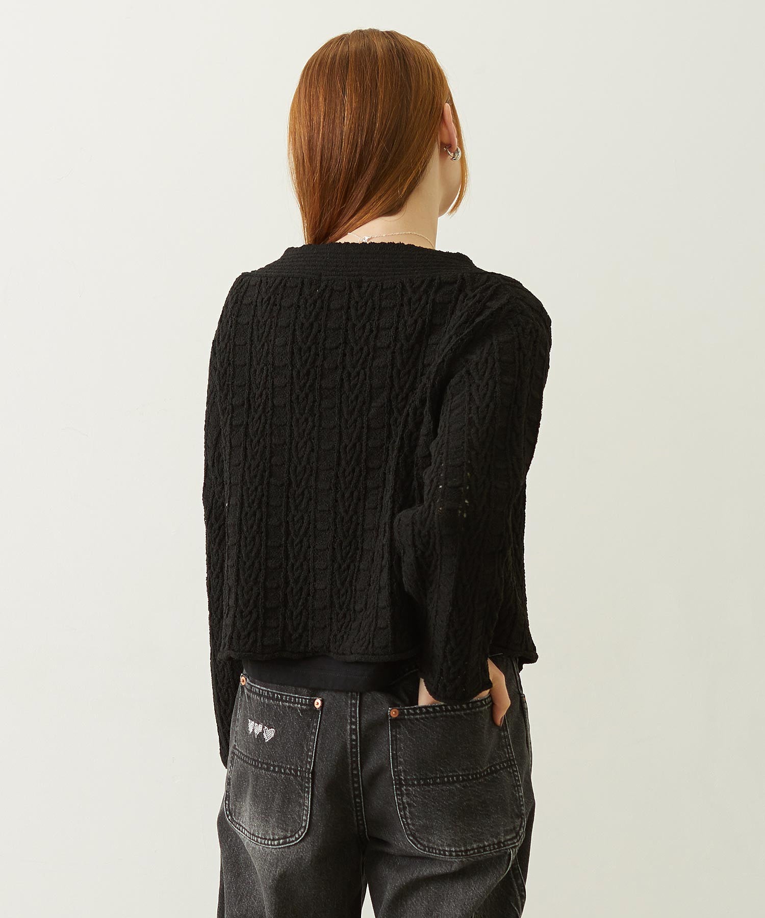 OPENWORK CABLE KNIT CARDIGAN