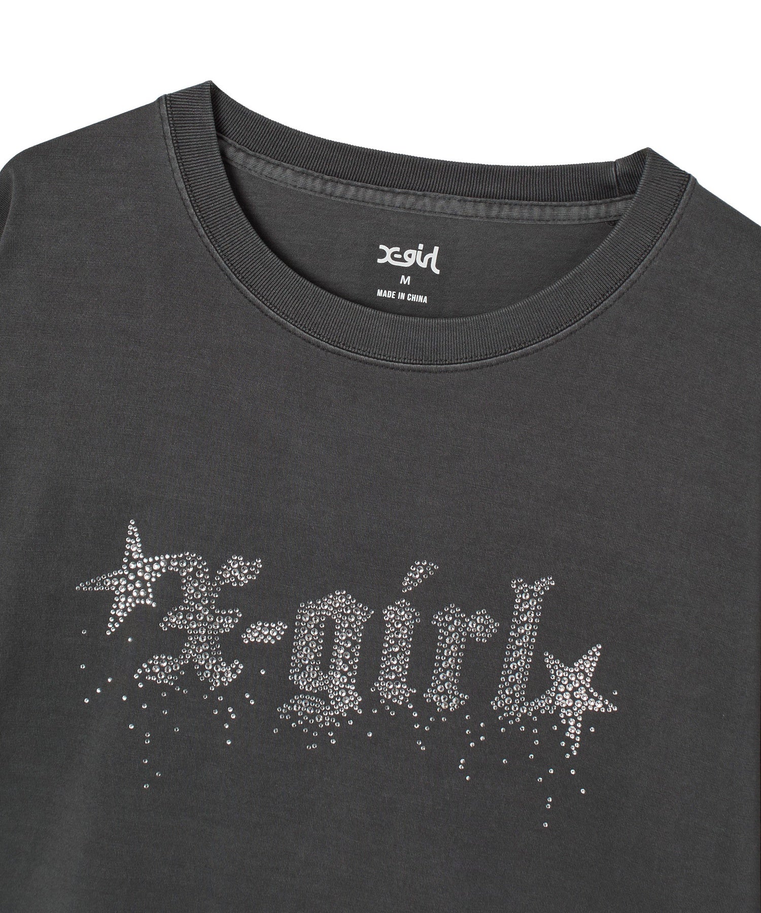 FADED RHINESTONE STARDUST LOGO L/S BIG TEE DRESS
