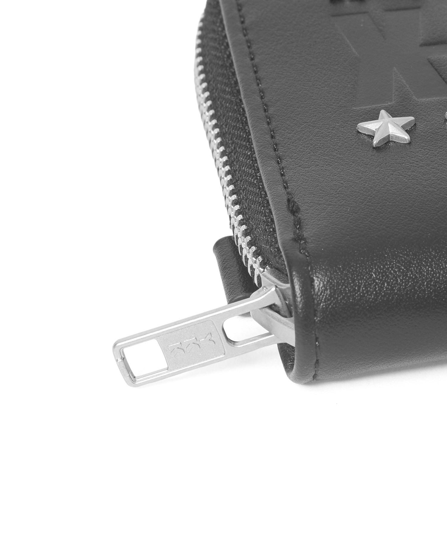 LOGO AND STAR STUDDED FAUX LEATHER MINI WALLET