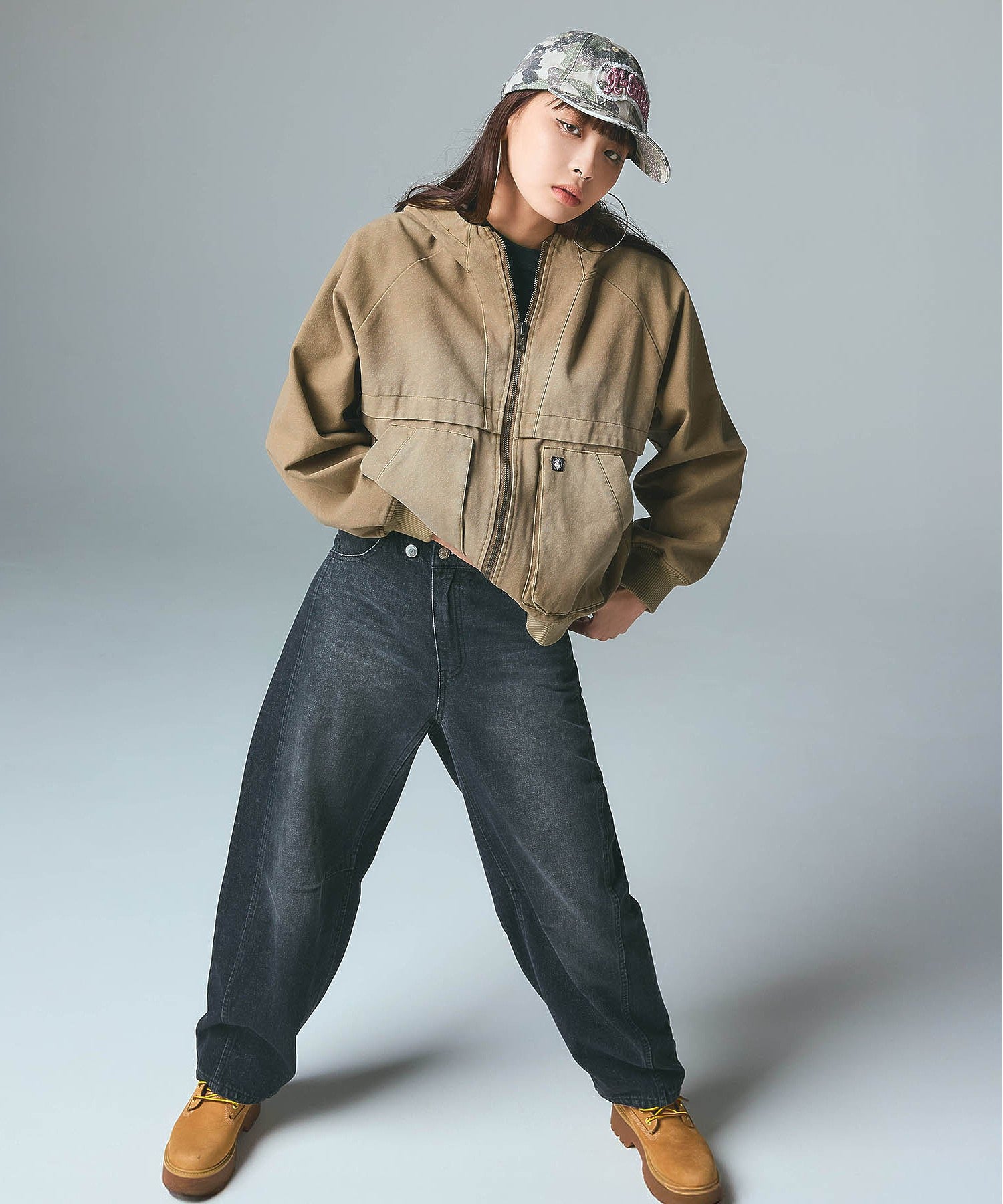 ASYMMETRIC WAIST BARREL LEG DENIM PANTS