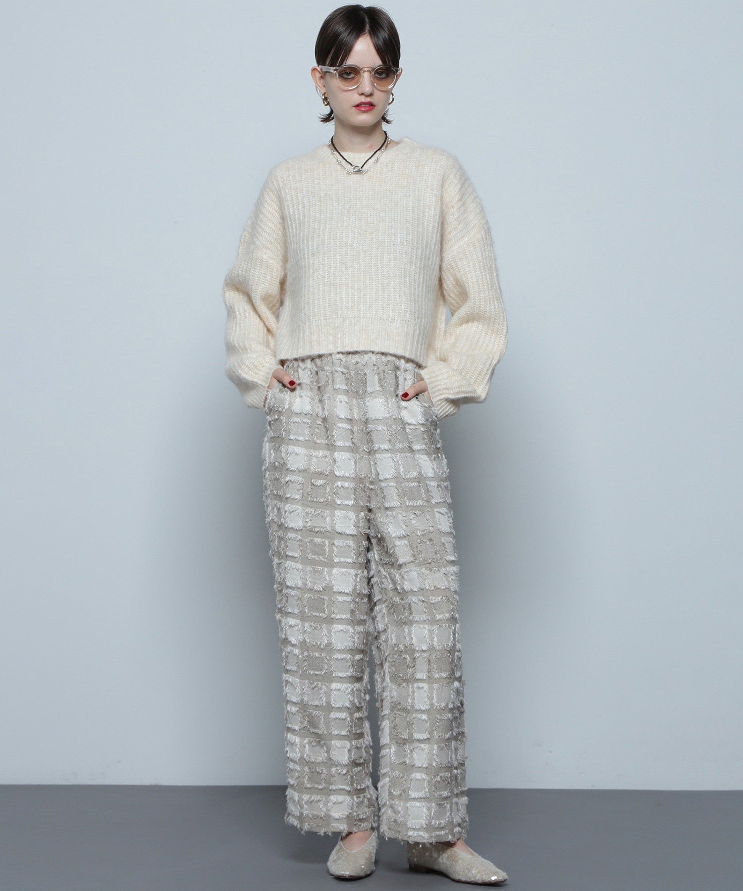 チェックイージーパンツ