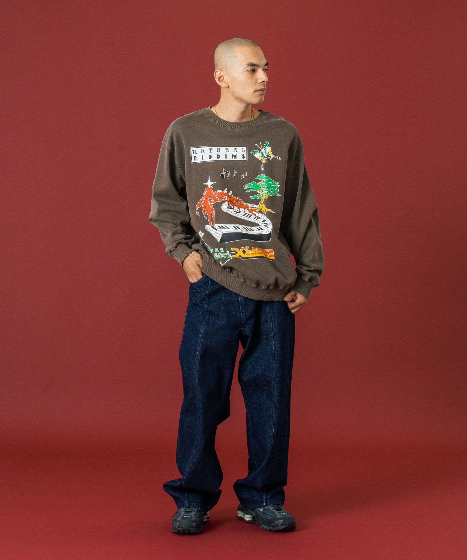 PANELED DENIM PANTS
