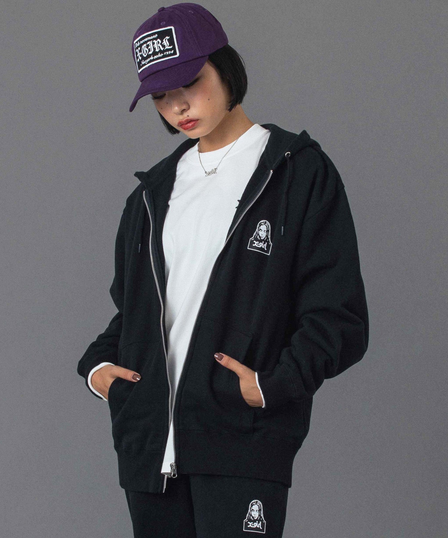 FACE AND WORDS ZIP UP SWEAT HOODIE