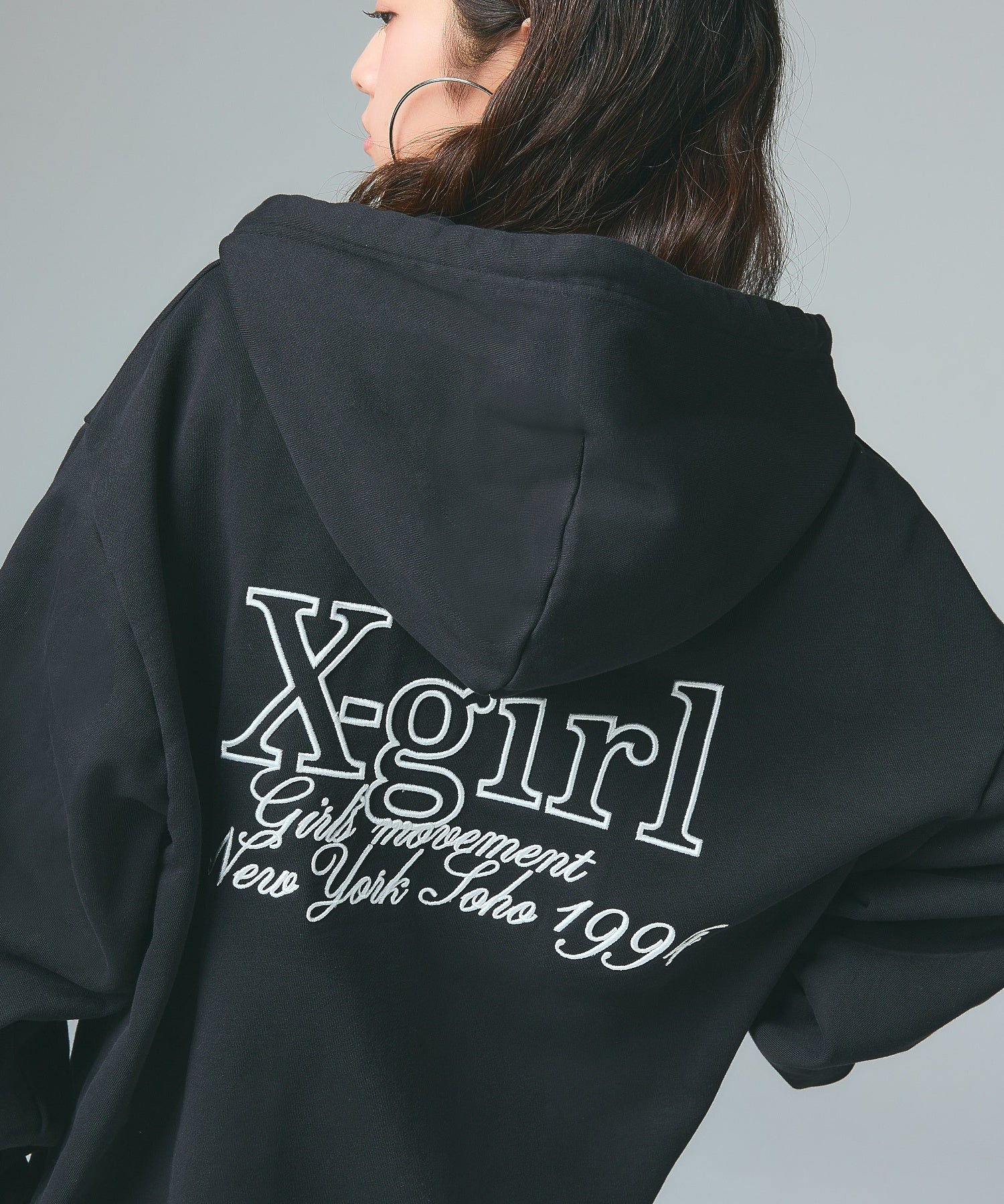 EMBROIDERED LOGO ZIP UP SWEAT HOODIE