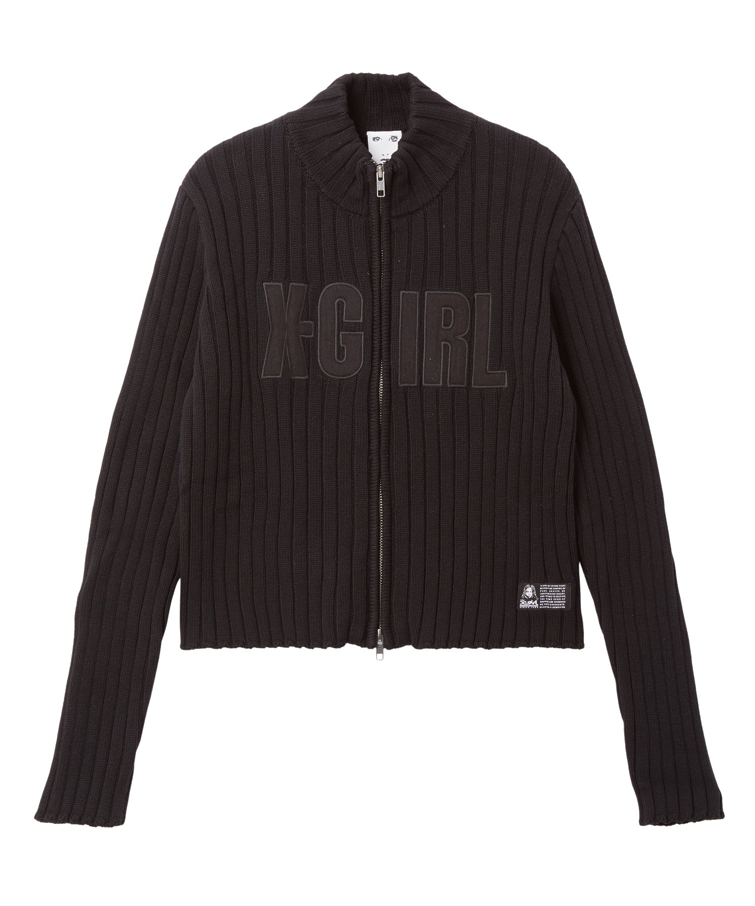 FADED PATCH ZIP UP KNIT TOP