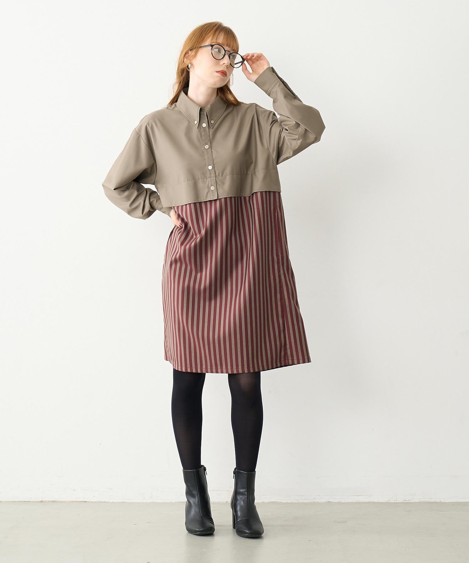 COLOR BLOCK SHIRT DRESS