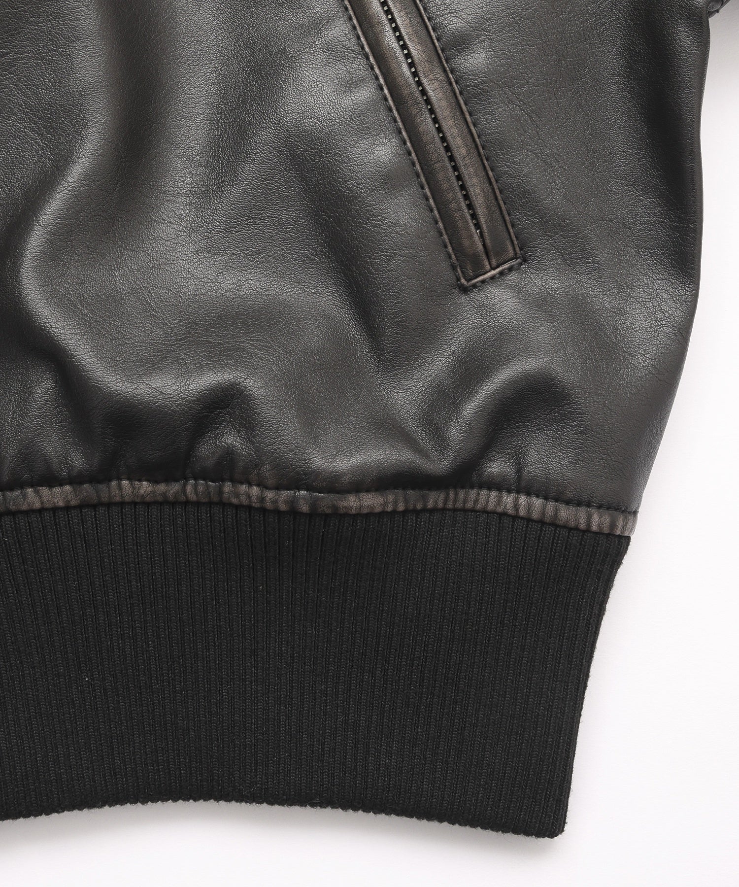 DISTRESSED FAUX LEATHER COMPACT BLOUSON
