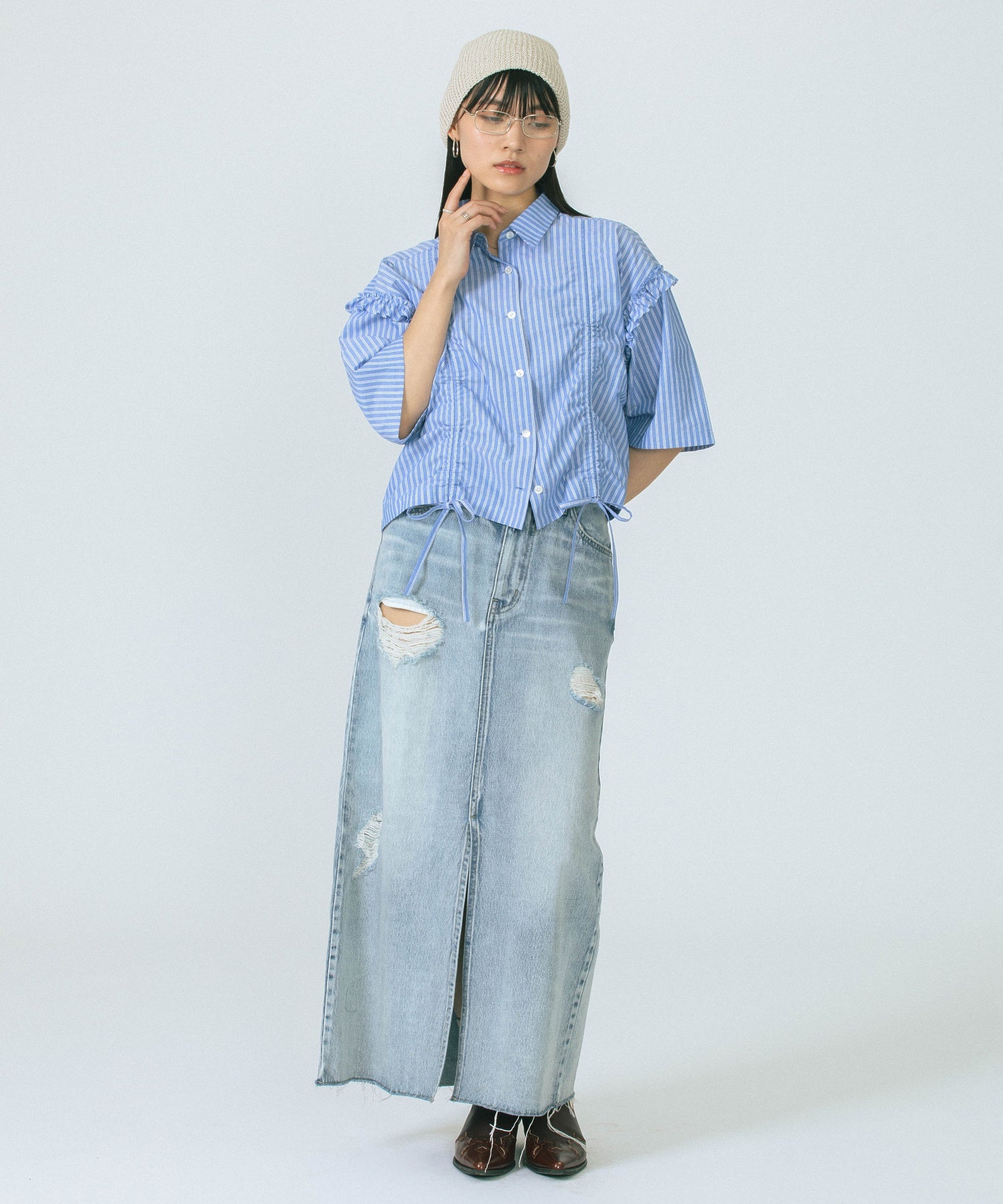DAMEGE DENIM SKIRT