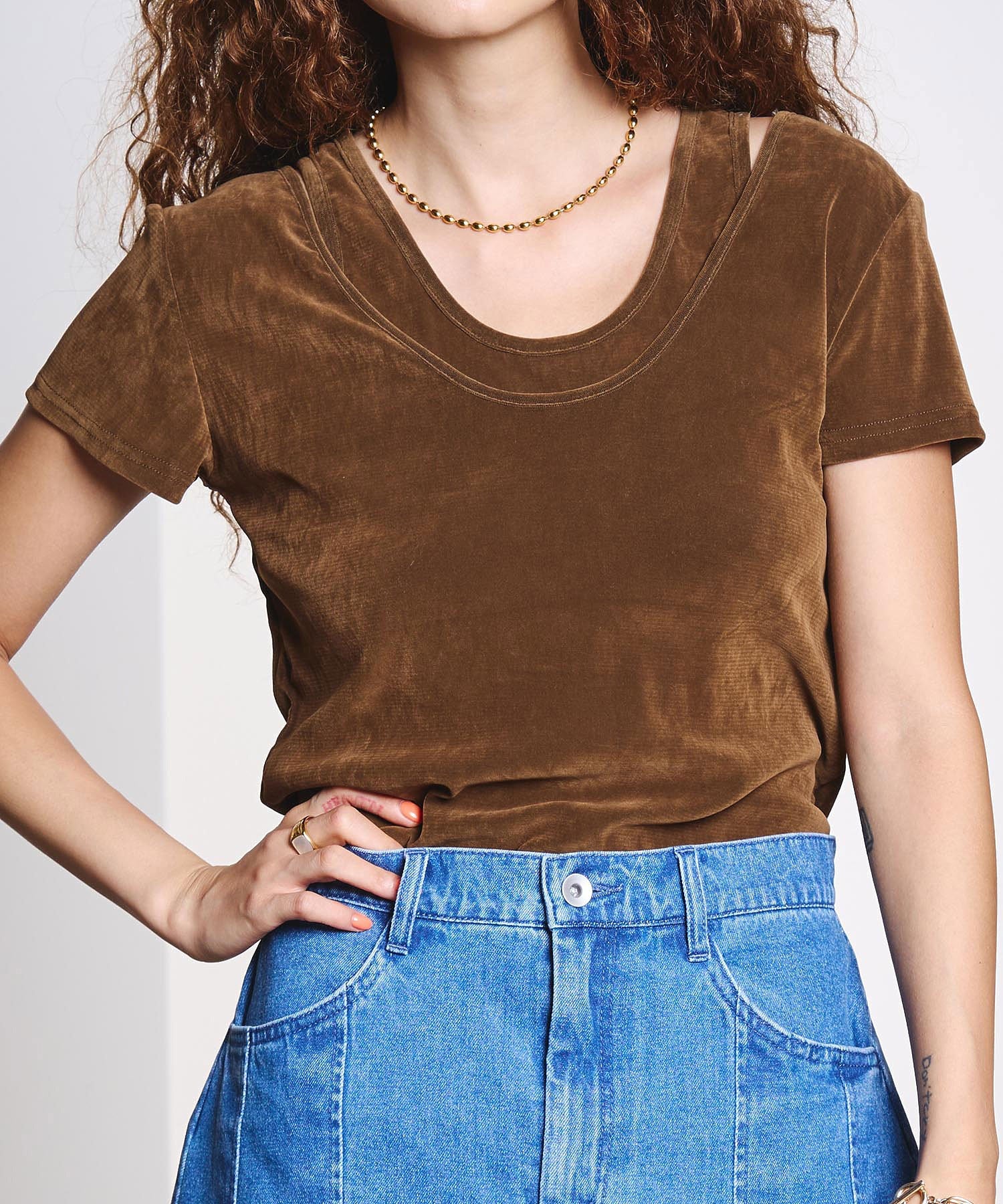 FLOCKED TULLE LAYERED TOP