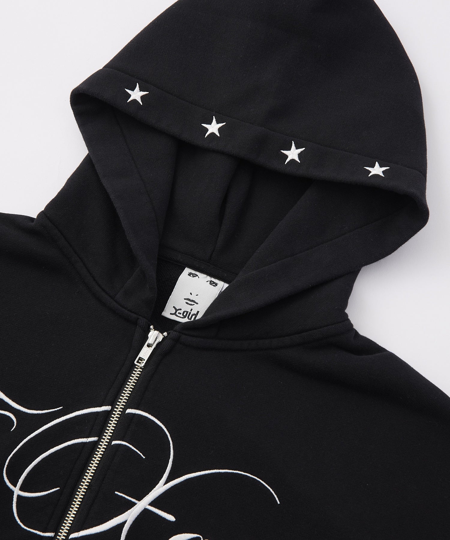 PENCIL SCRIPT LOGO EMBROIDERED ZIP UP SWEAT HOODIE