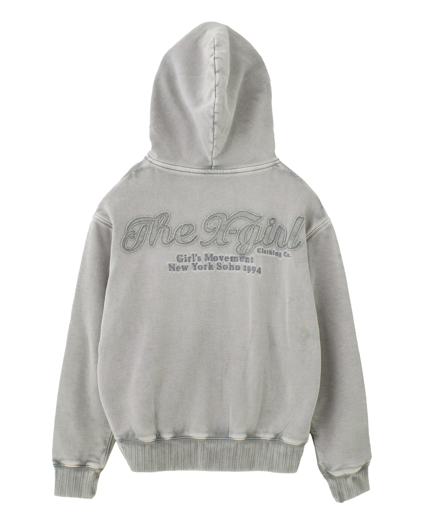 BLEACHED LOGO PATCH ZIP UP SWEAT HOODIE