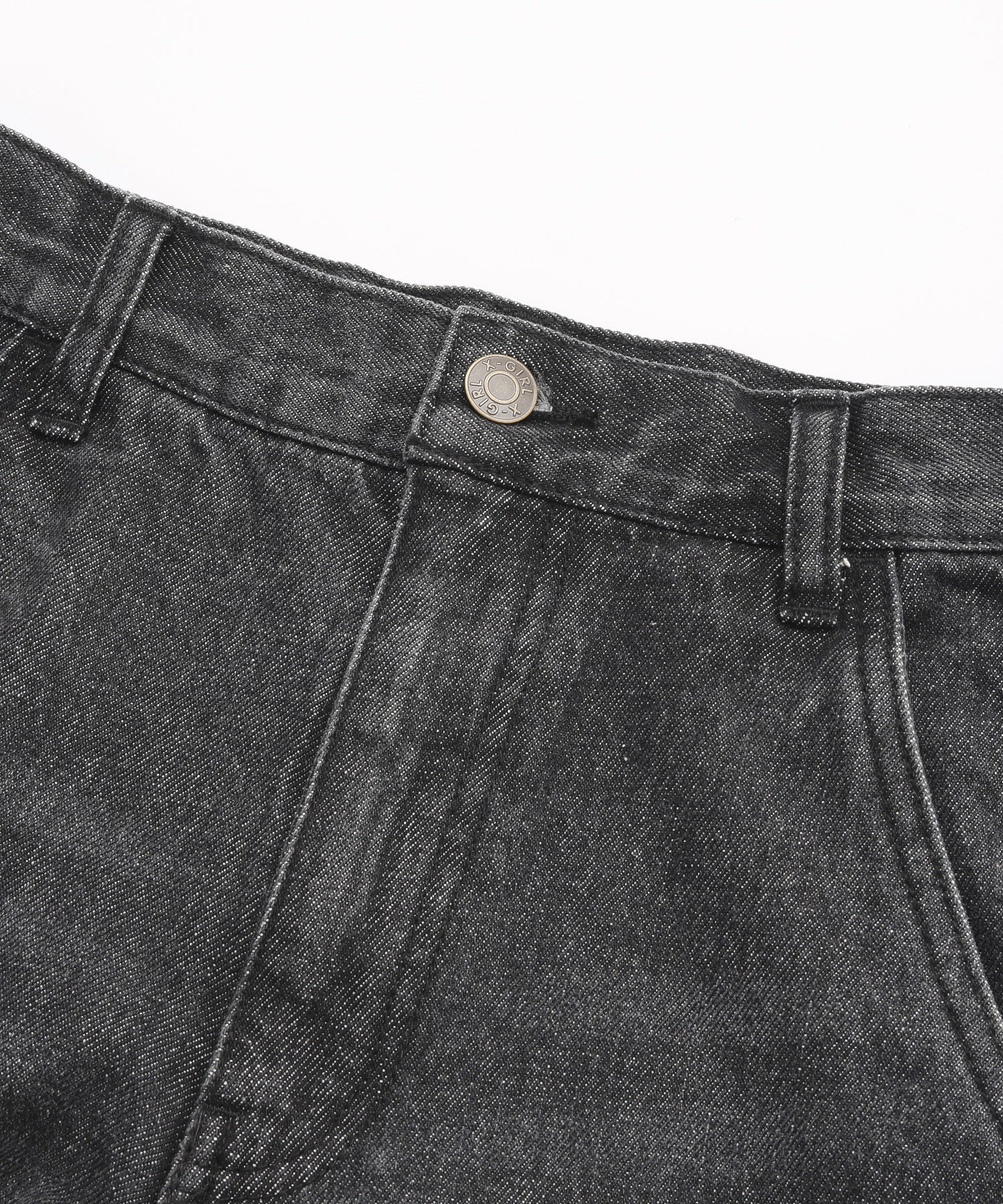 RHINESTONE LOGO LOOSE DENIM PANTS