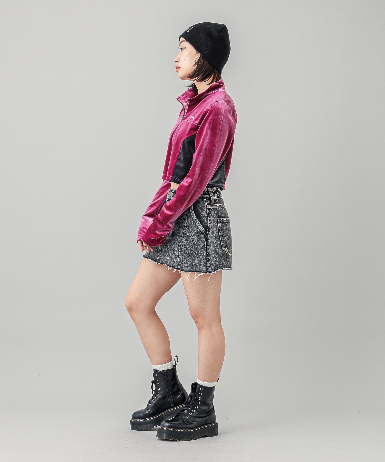 VELOUR HALF ZIP TOP