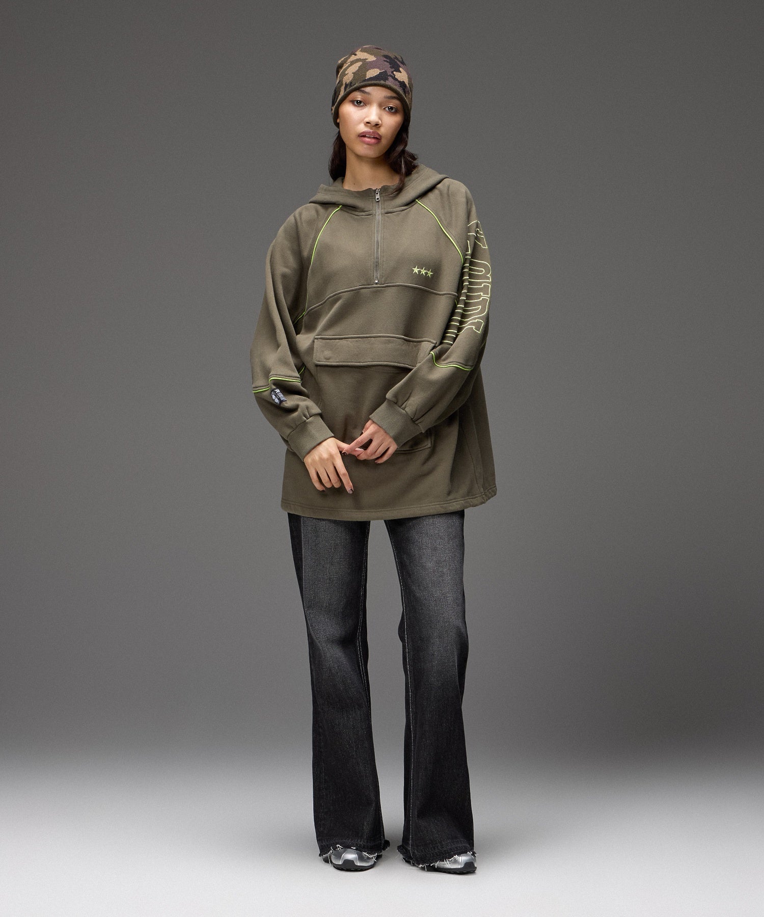 LOGO AND STAR SWEAT ANORAK DRESS