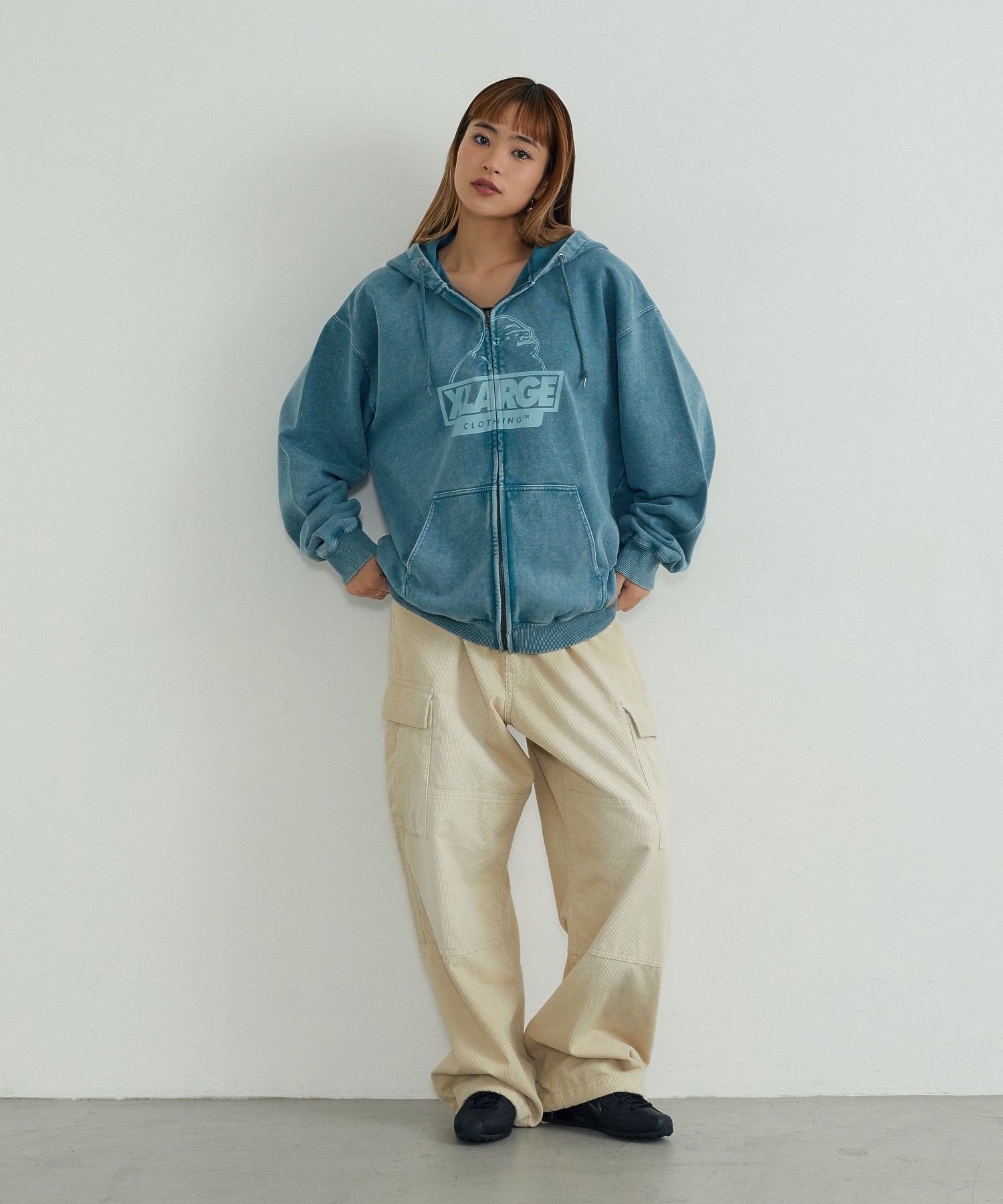 WASHED SLANTED OG ZIP HOODED SWEATSHIRT