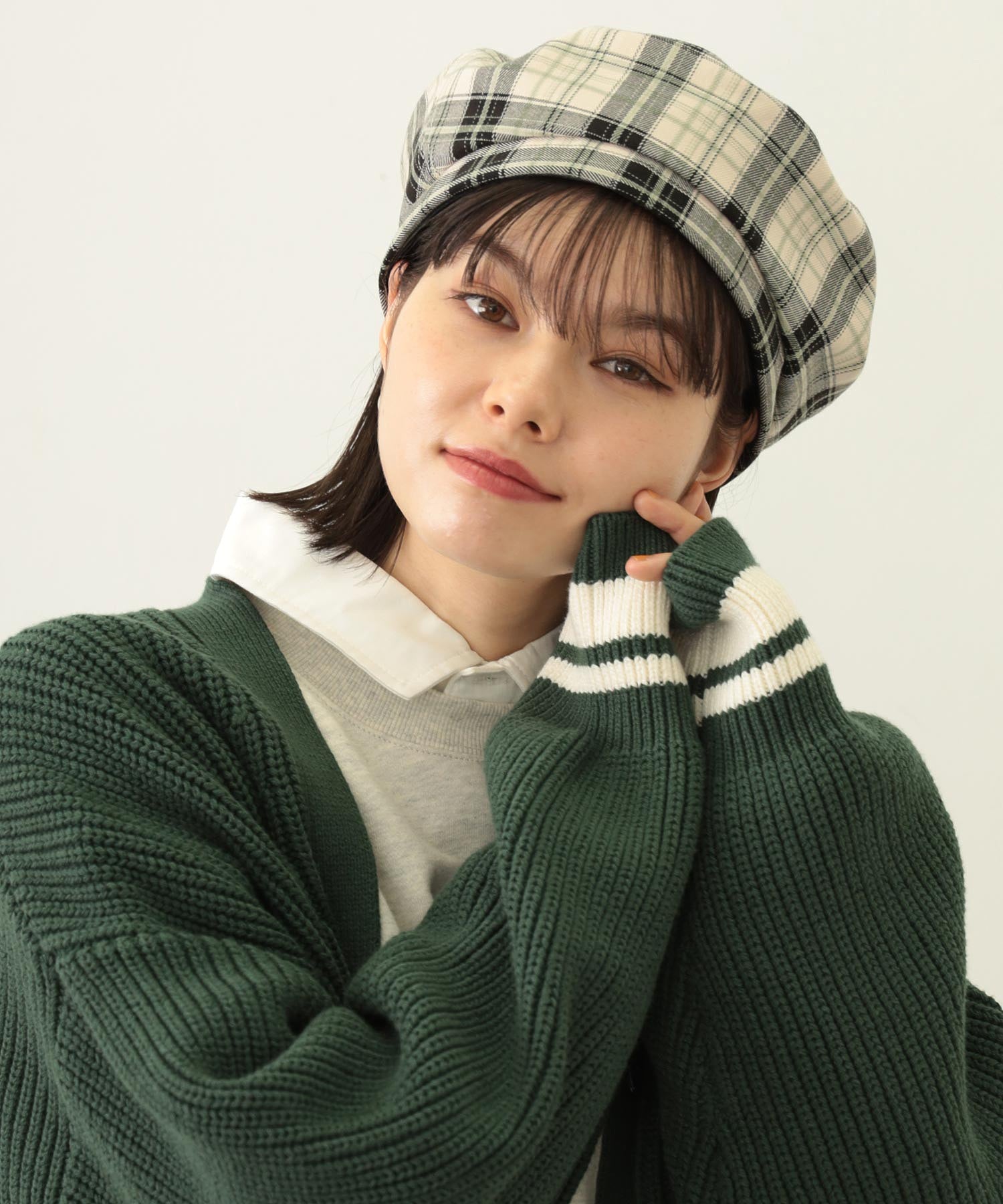 LOGO PLAID BERET