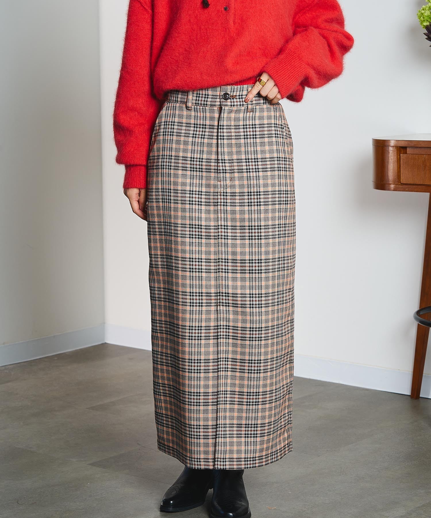 CREOLME/CHECK PENCIL SKIRT