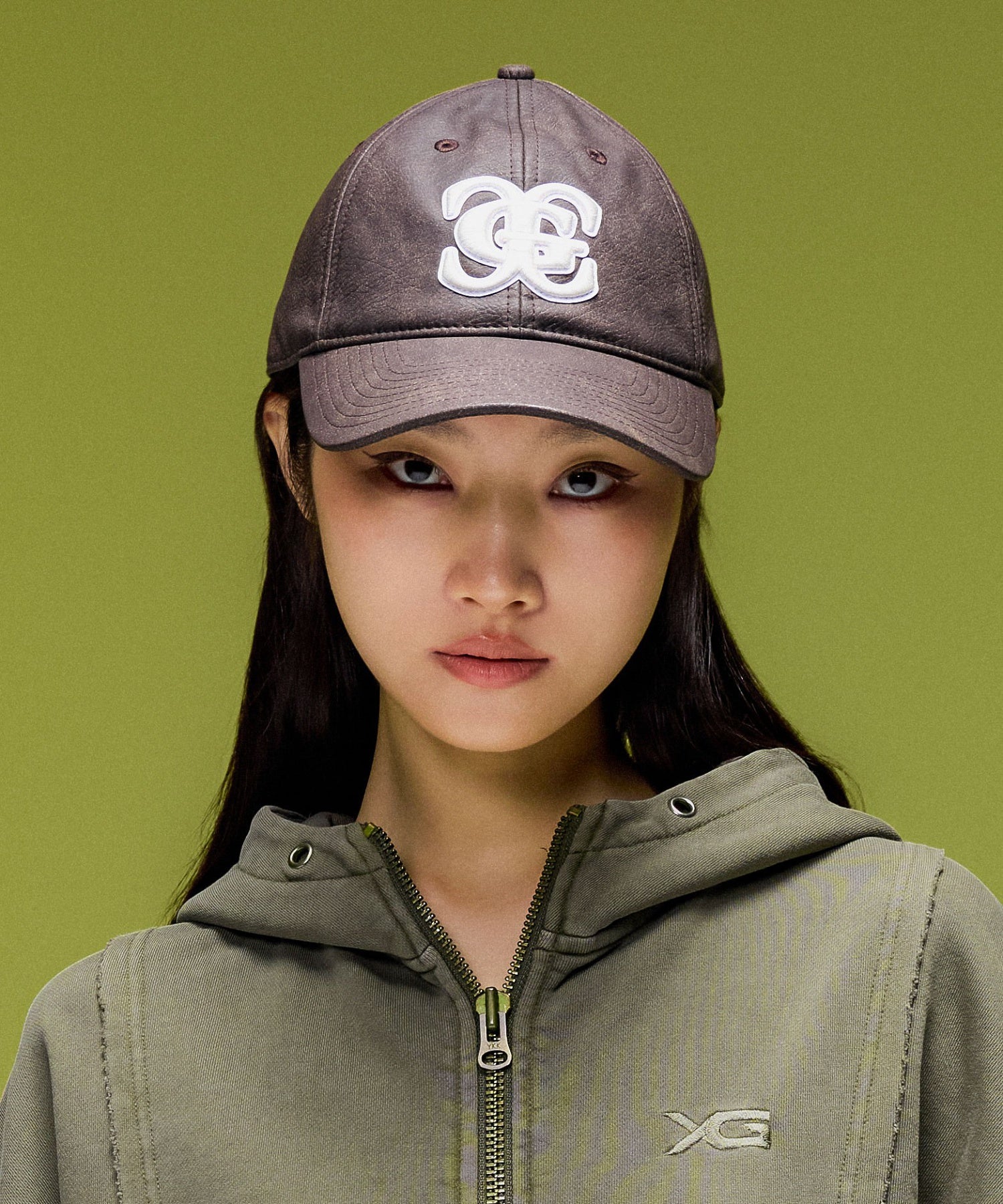 XG EMBLEM FADED FAUX LEATHER 6PANEL CAP