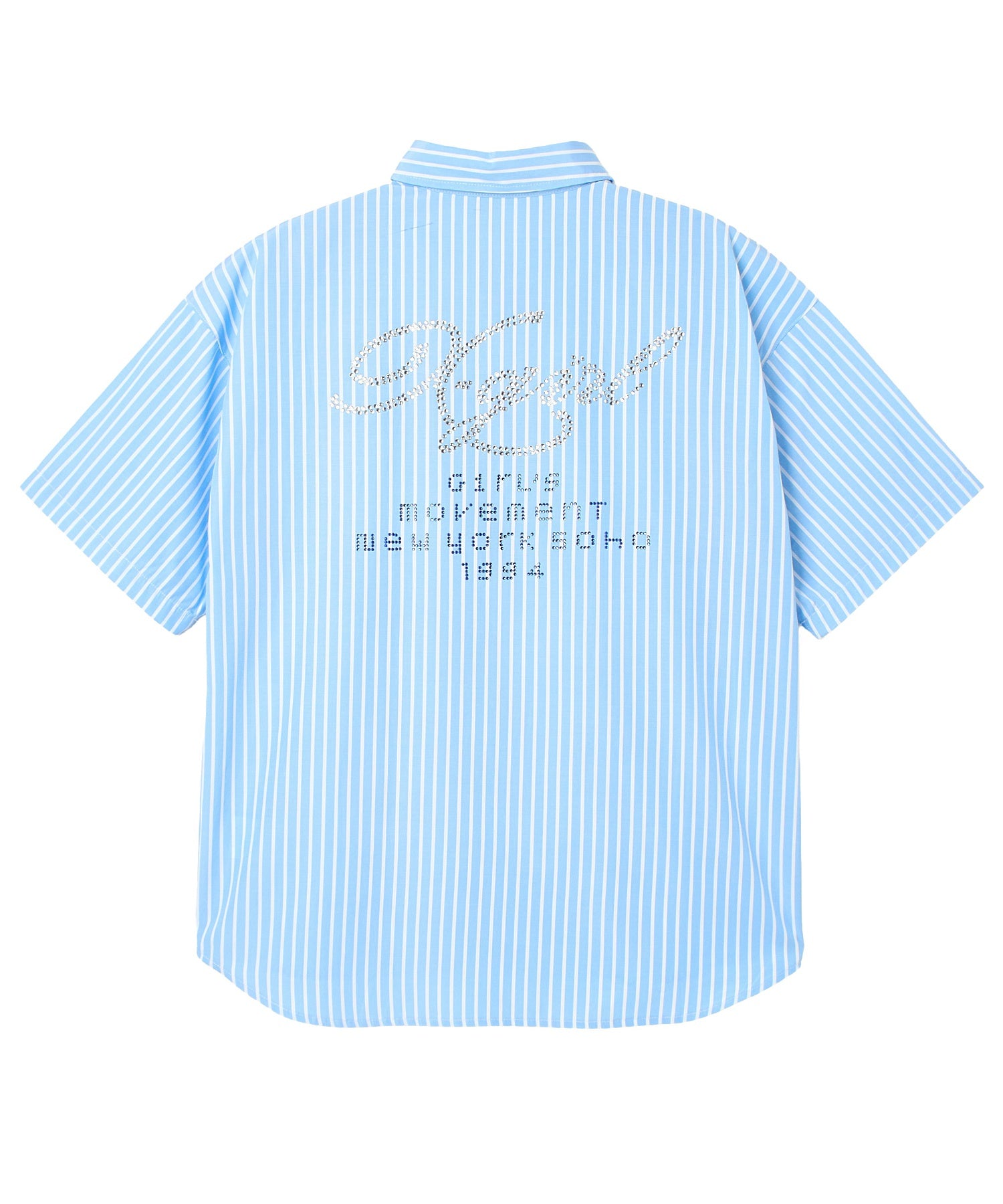 STRIPED RHINESTONE S/S SHIRT