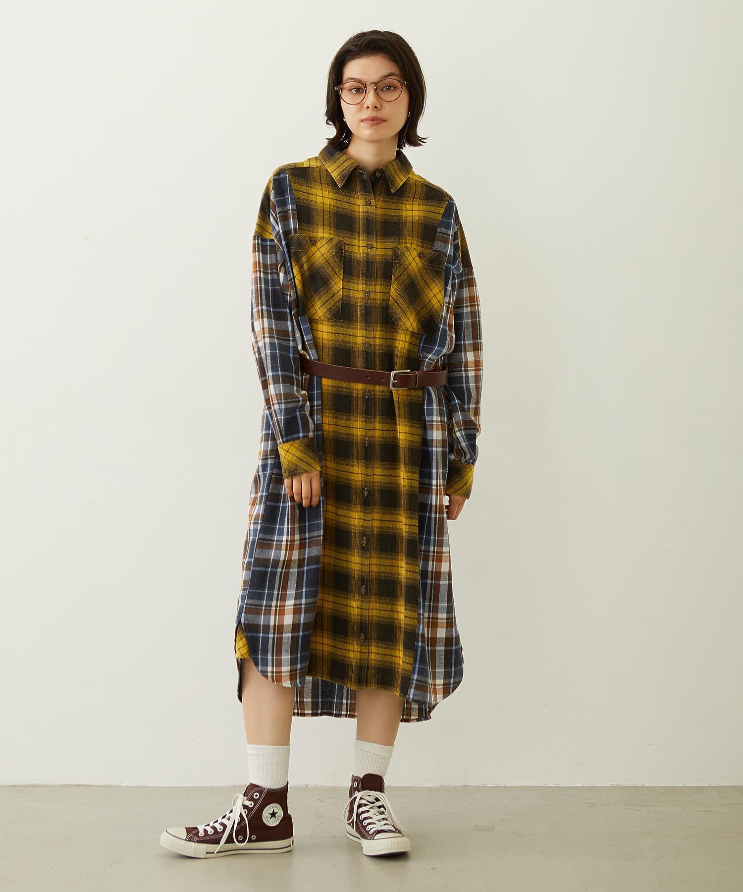 WASHED PANEL SHIRT DRESS