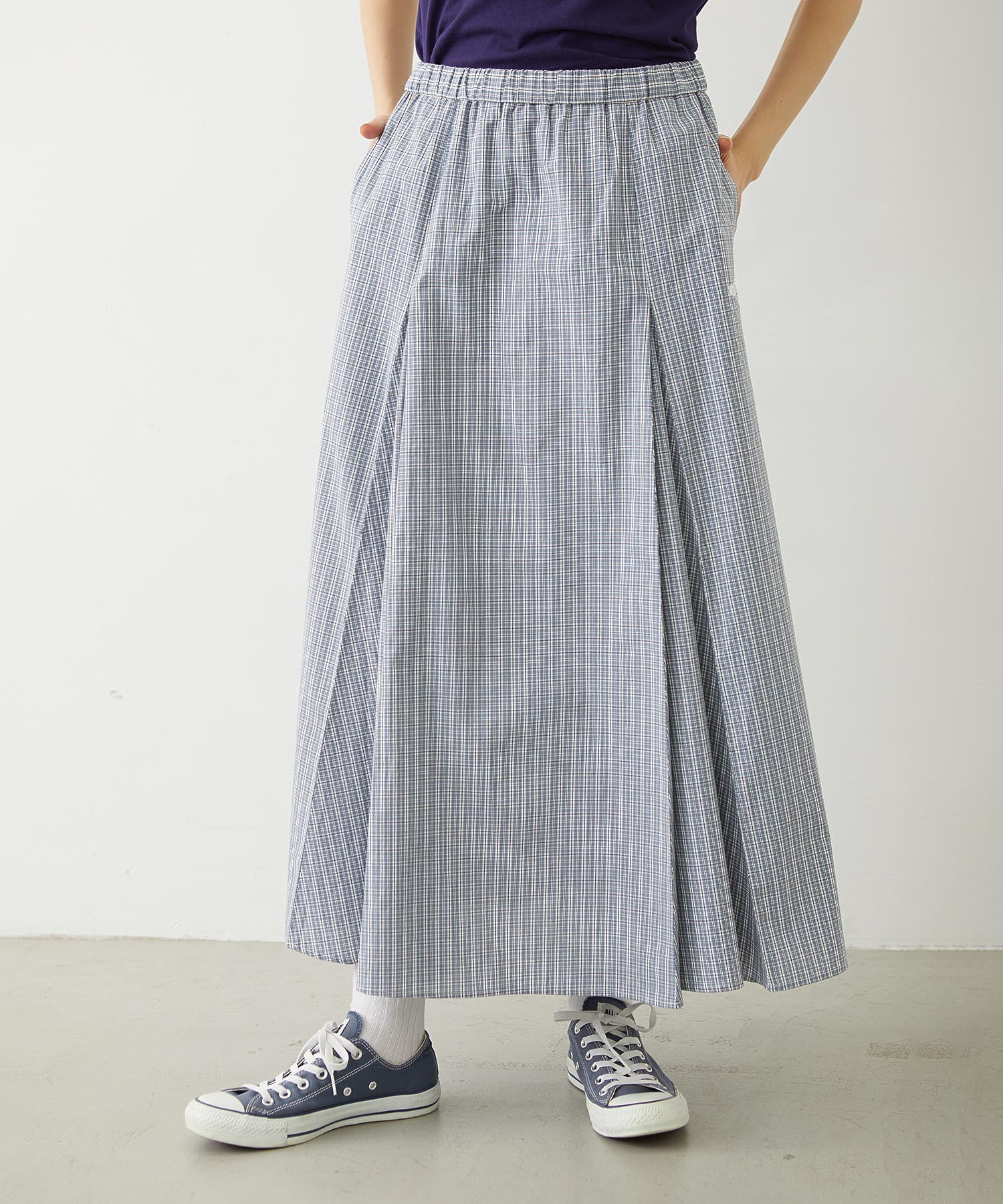 PLAID PATTERN LONG SKIRT