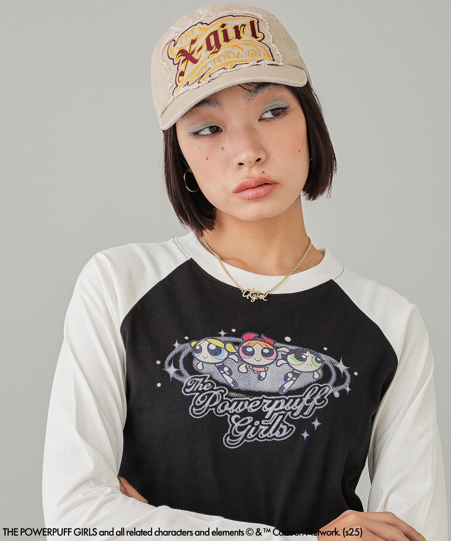 THE POWERPUFF GIRLS × X-girl RAGLAN L/S BABY TEE