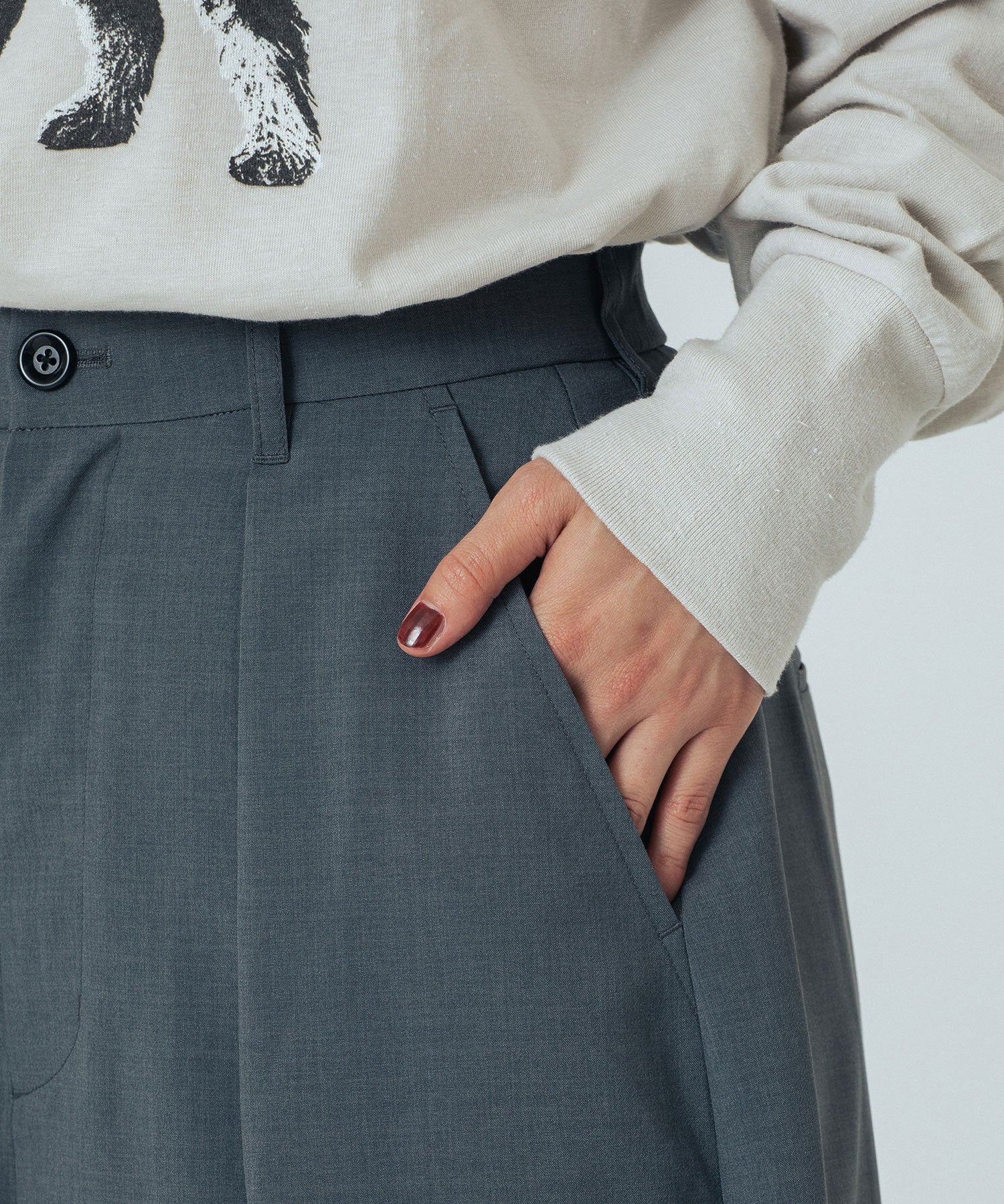 CREOLME/TUCK BARREL PANTS