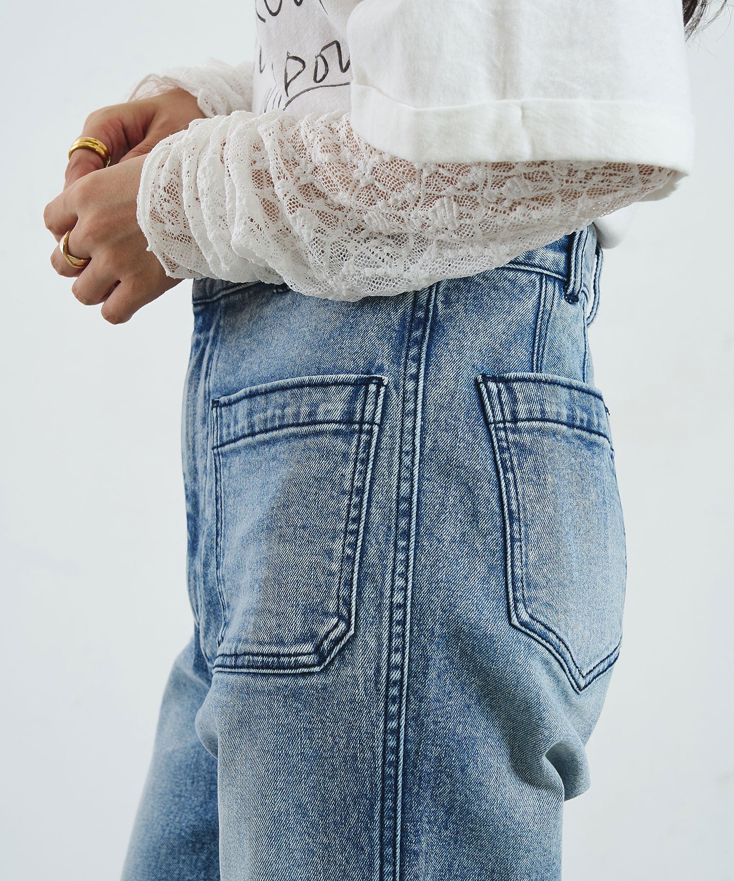 CREOLME/FLARE DENIM PANTS