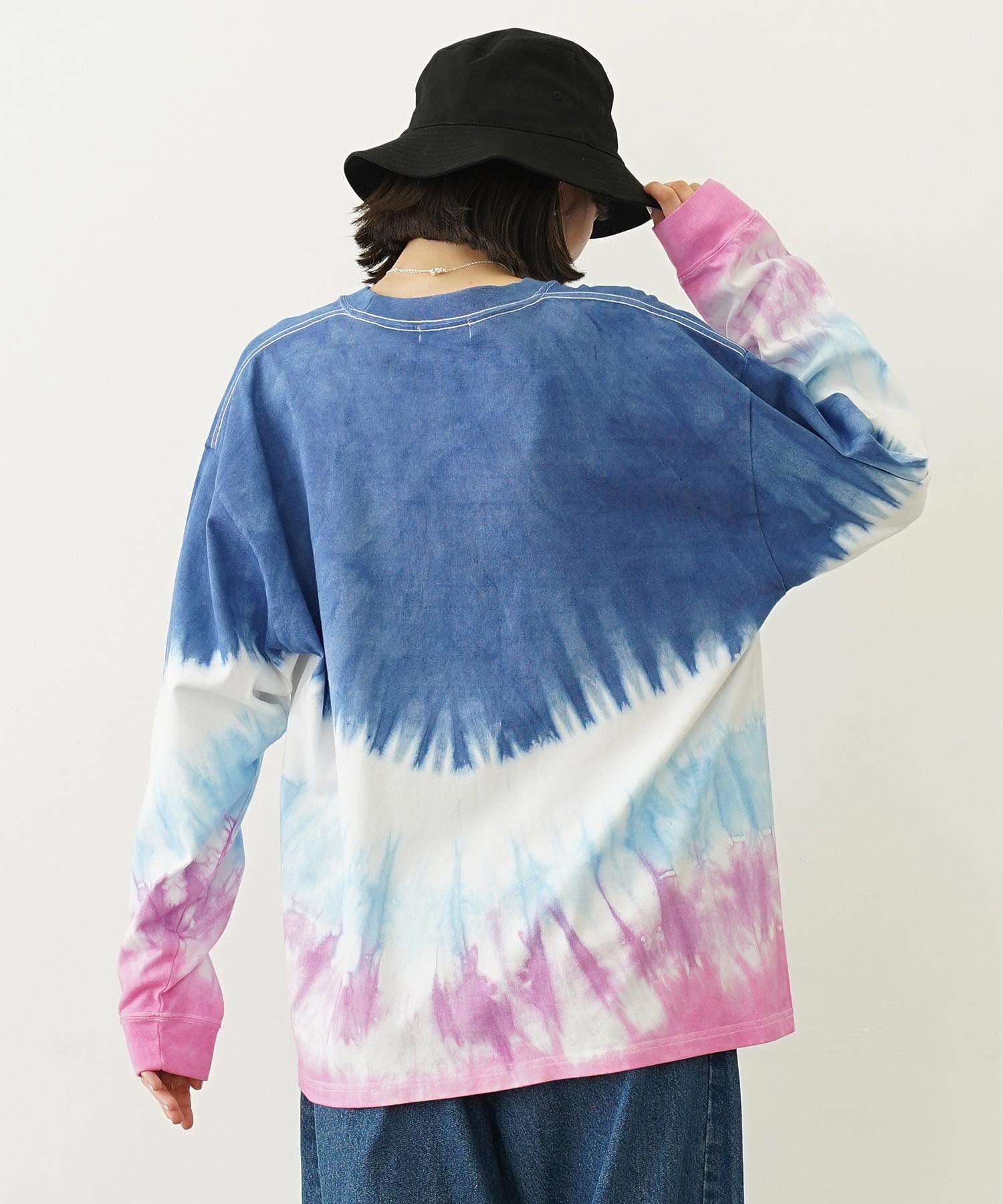 TIE DYED JAGGED PATTERN L/S TEE