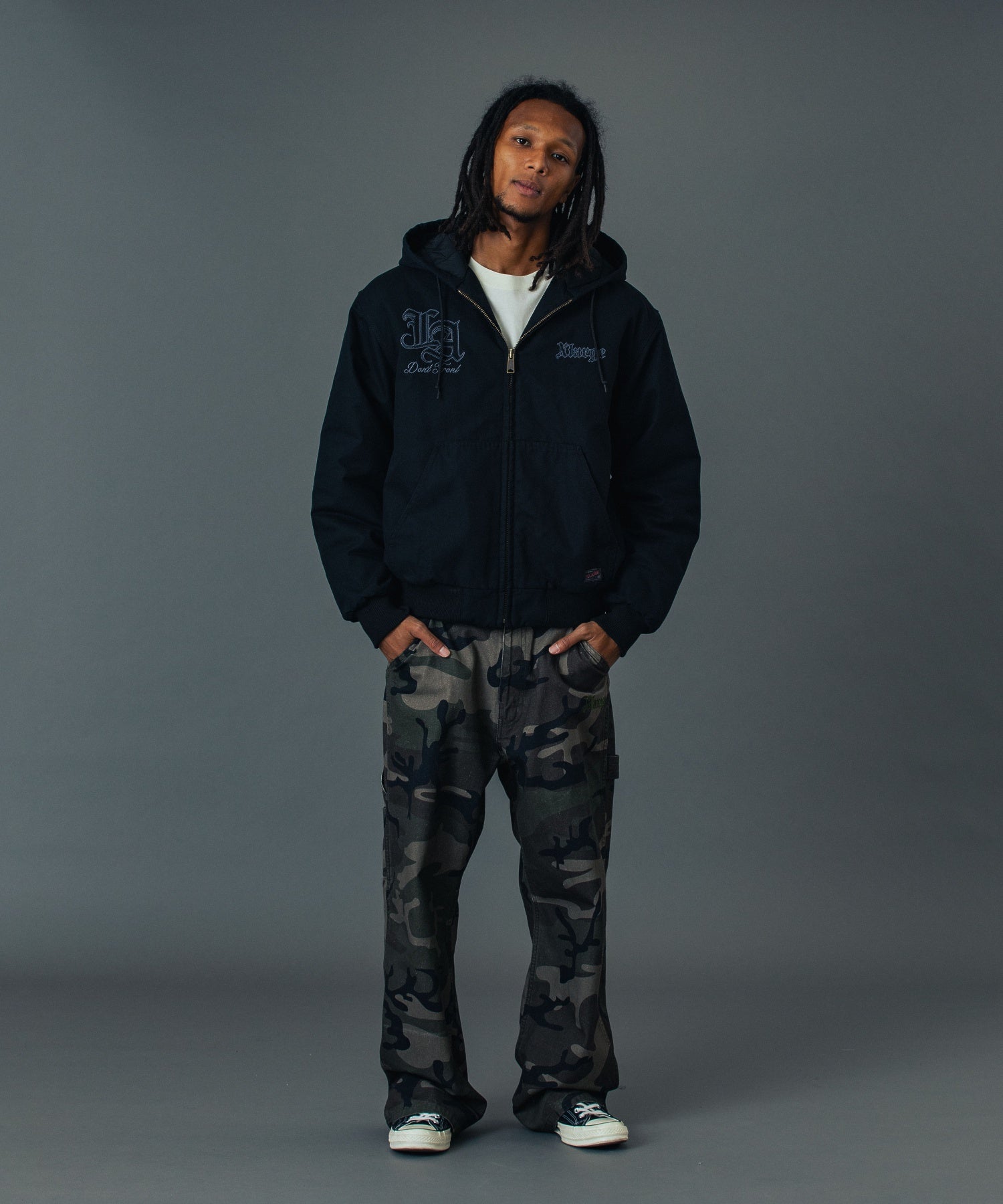 PATCHED OLD ENGLISH HOODED WORK JACKET