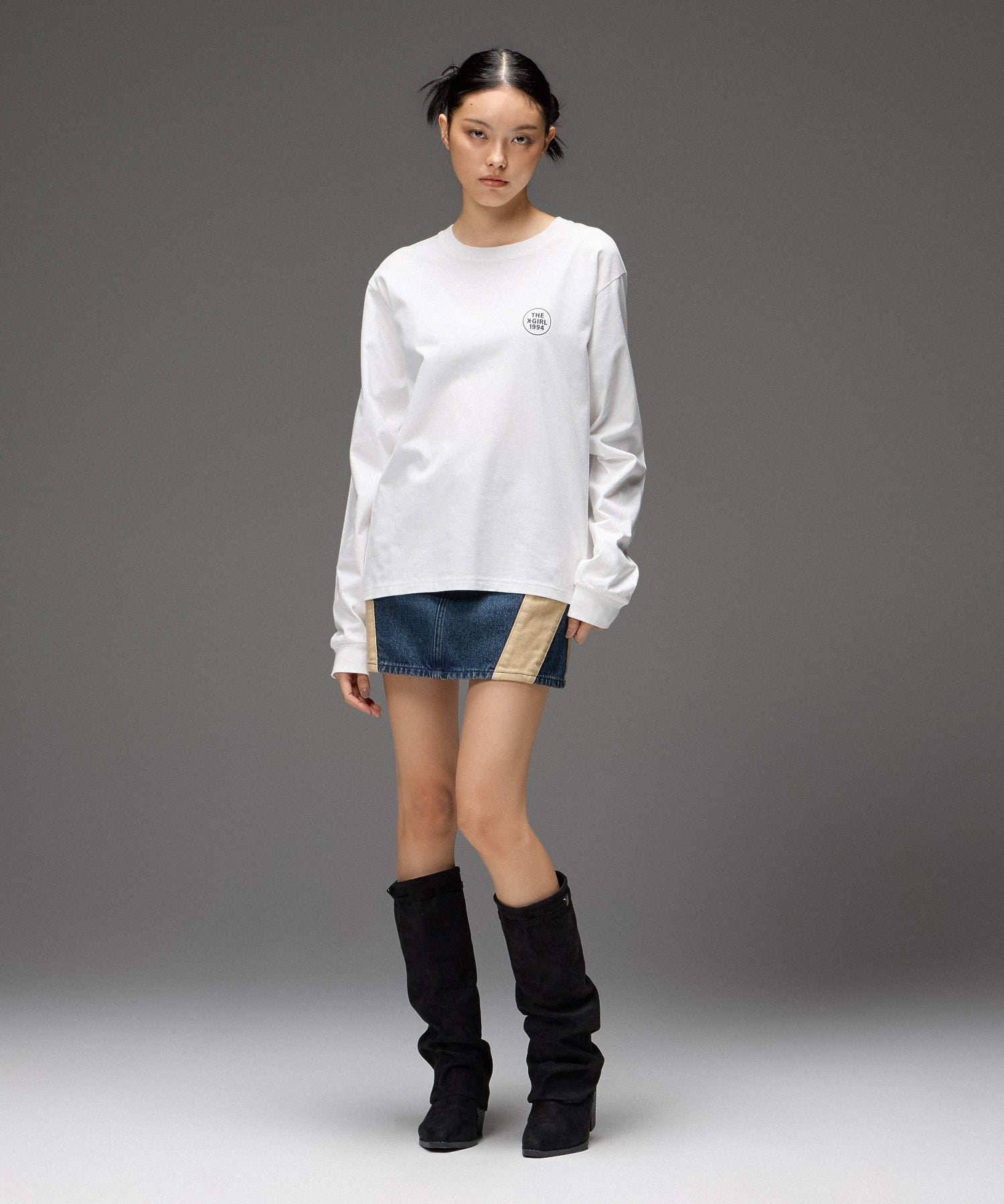 FACE AND CIRCLE LOGO L/S TEE