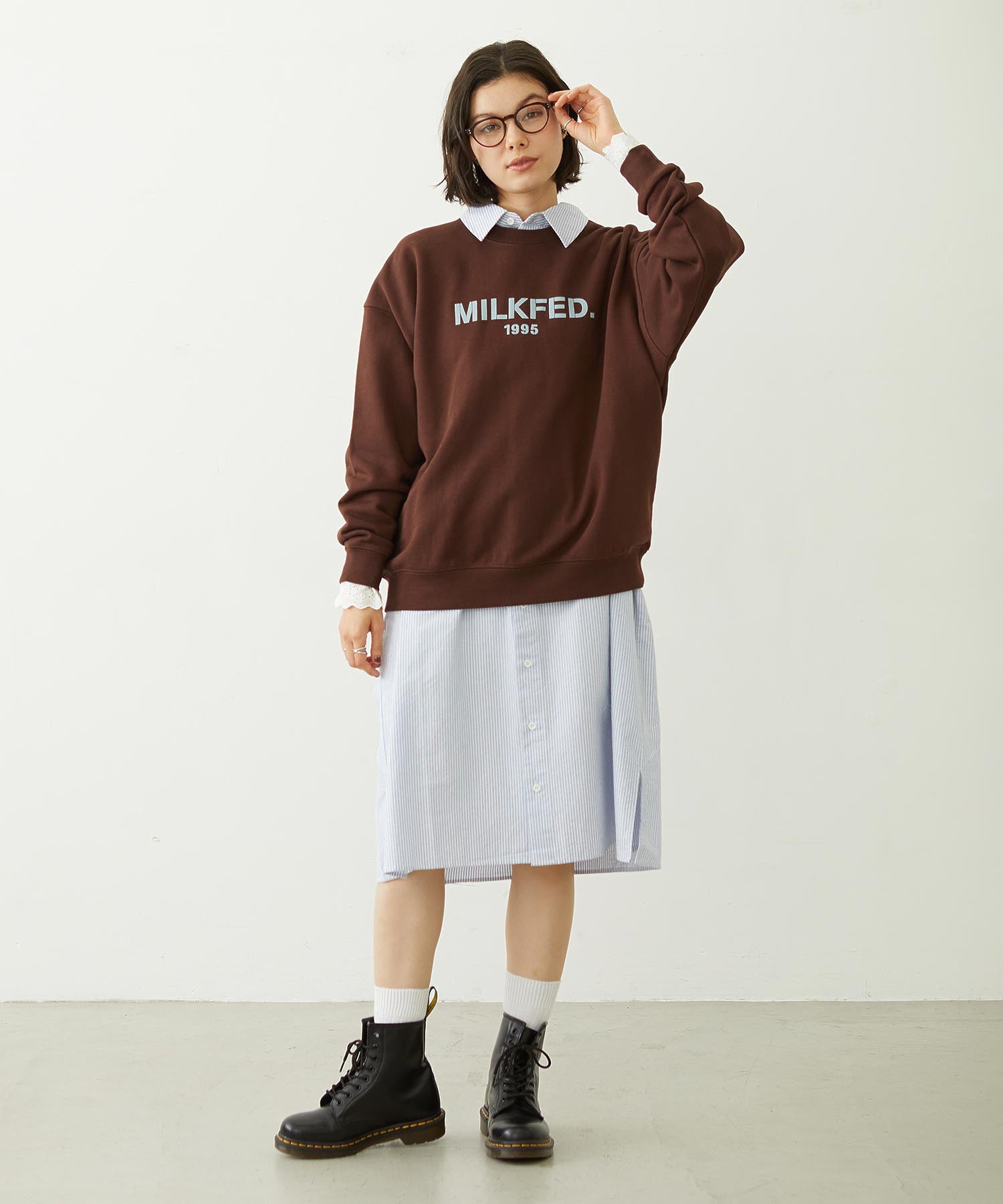 STENCIL LOGO WIDE CREW SWEAT TOP