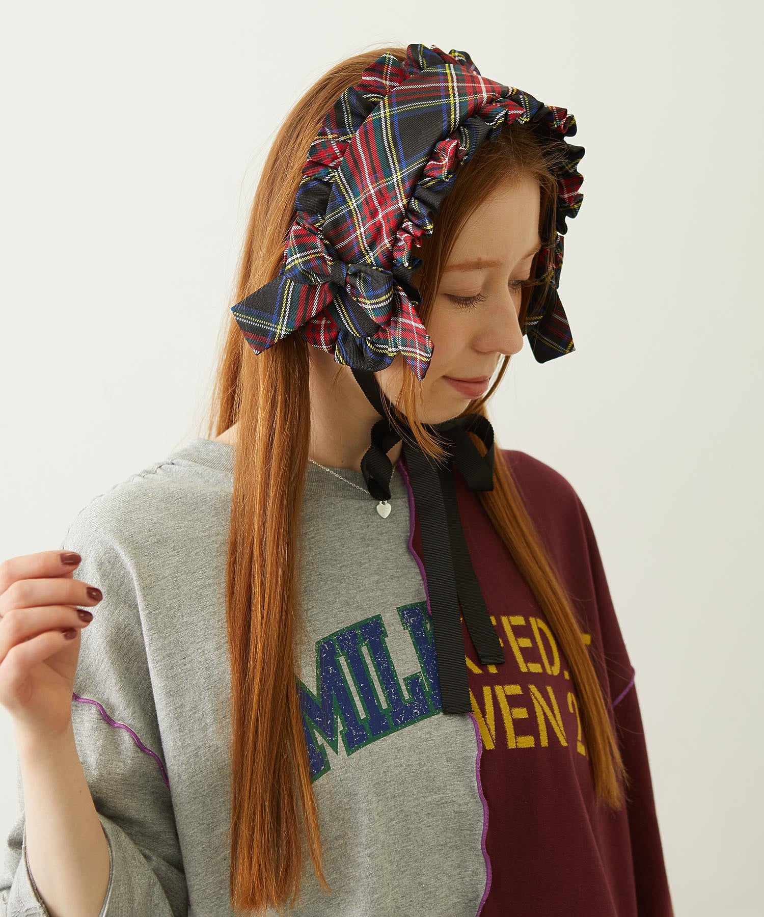 FRILLED TARTAN EARMUFFS