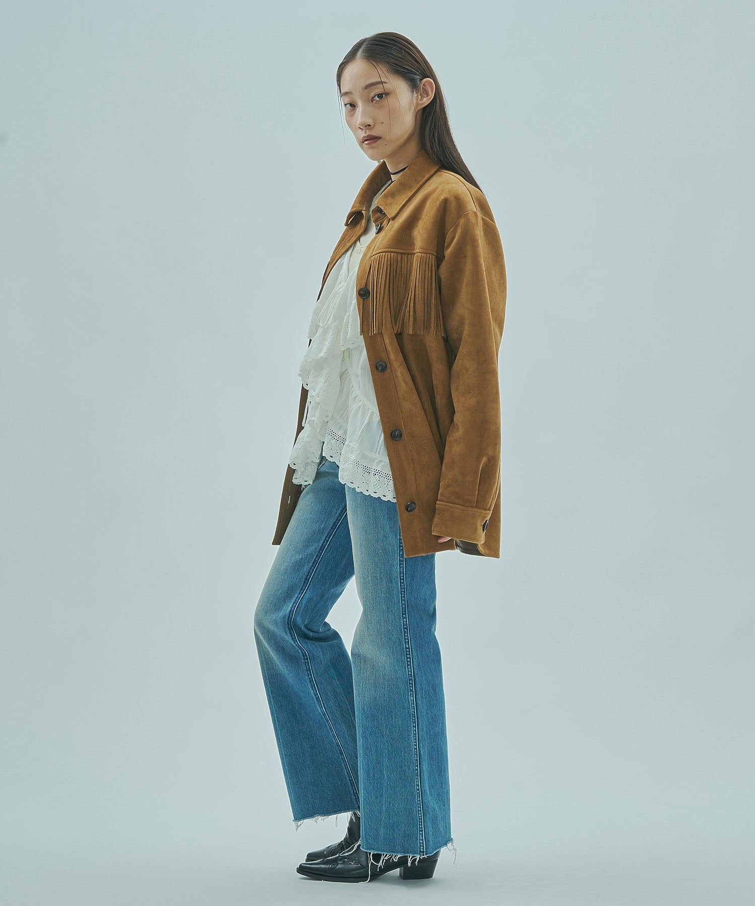 mag.by c/FAKE SUEDE FRINGE JAKET