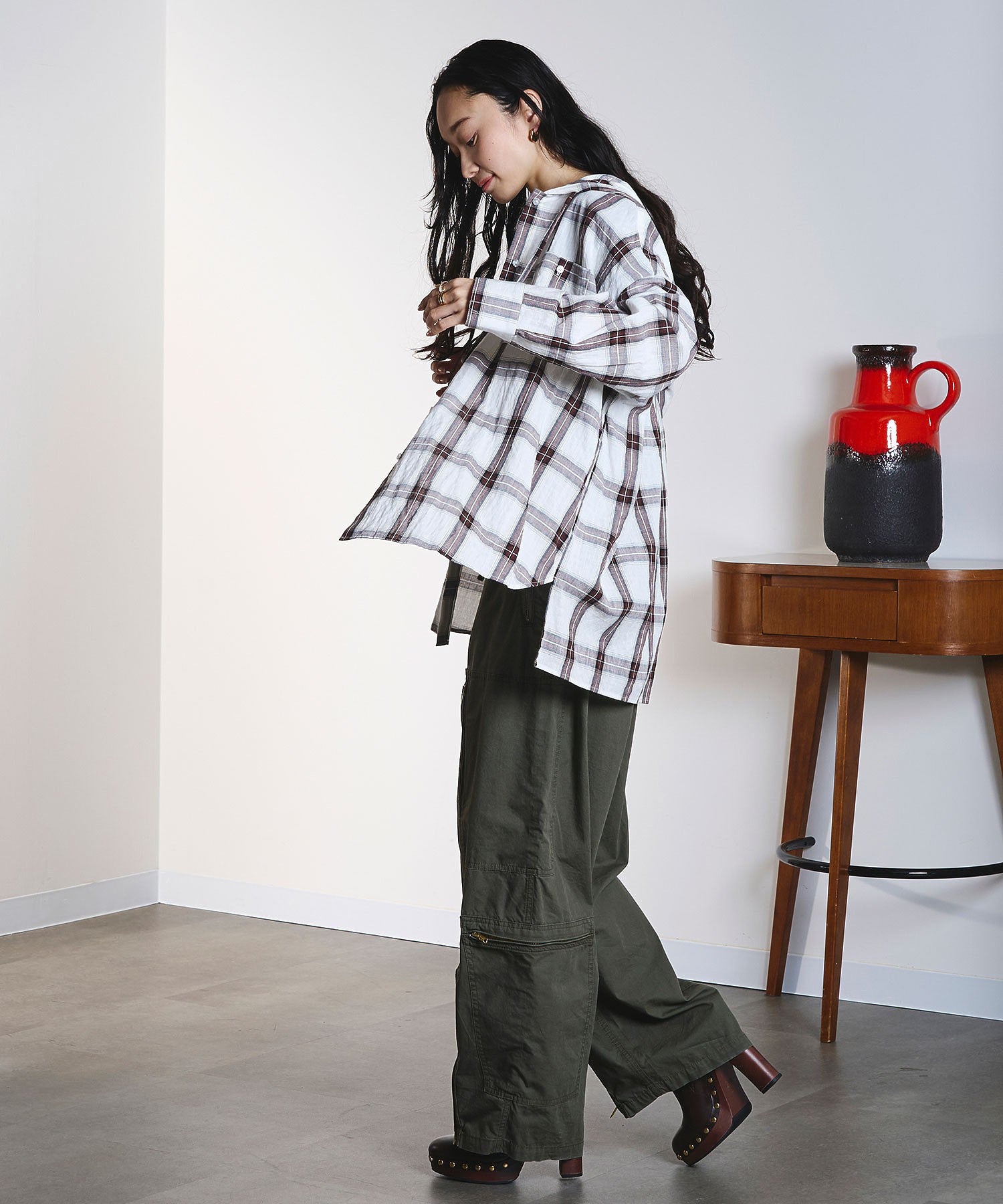 HOODED CHECK SHIRT