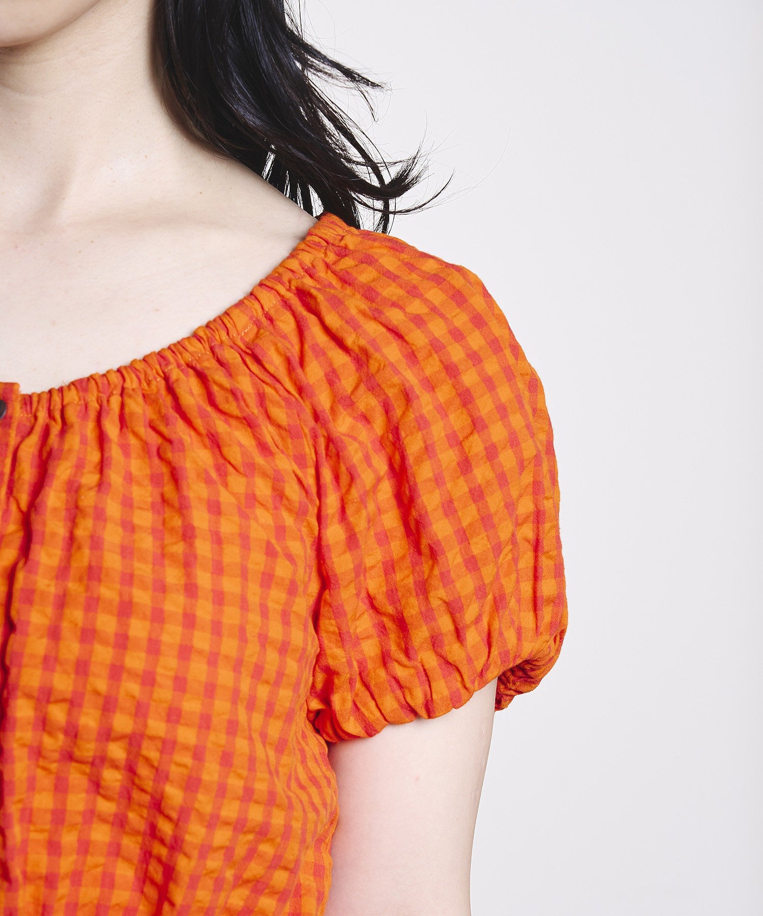 GINGHAM PUFF SLEEVE TOP