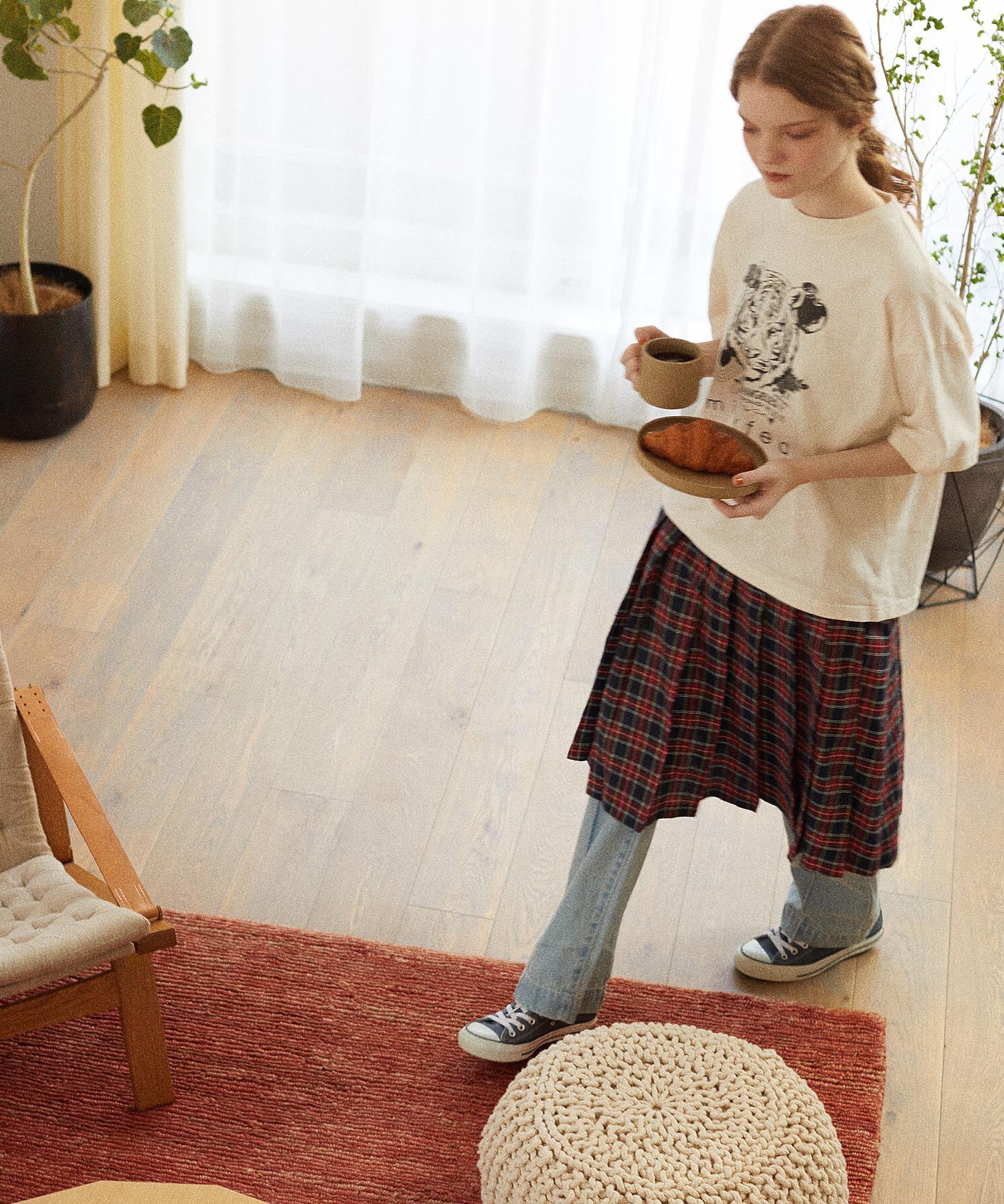 PLEATED PLAID SKIRT