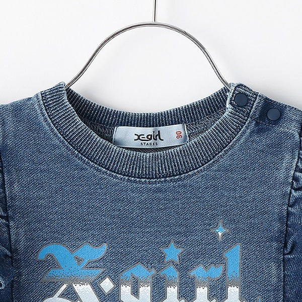 デニムフリルヴィンテージロゴ半袖Tシャツ