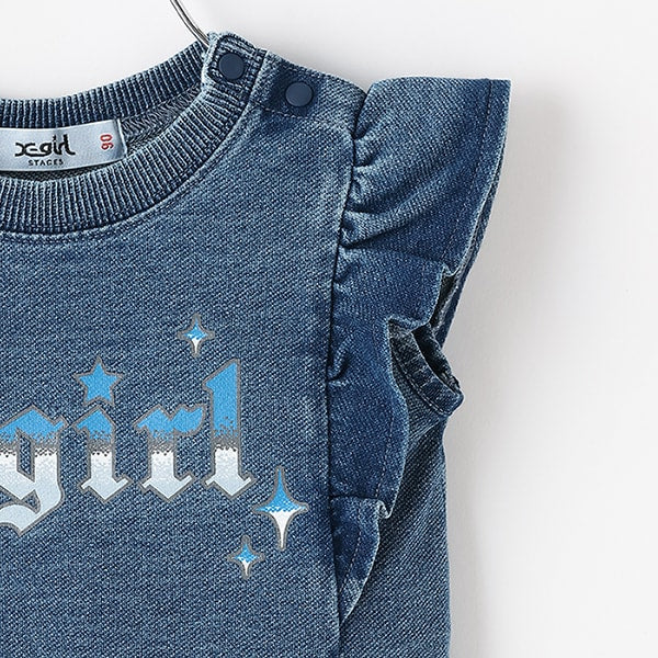 デニムフリルヴィンテージロゴ半袖Tシャツ